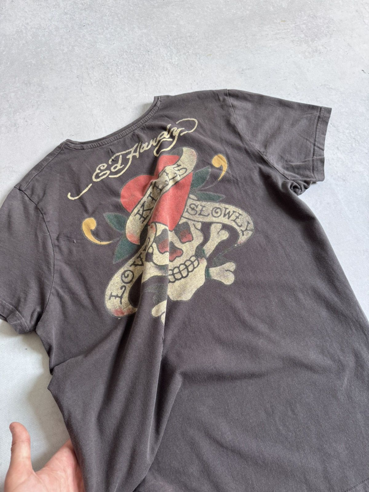 Ed Hardy Vintage Ed Hardy Y2K Women’s Distressed Big Logo Hype Tee Size M / US 6-8 / IT 42-44 - 13 Thumbnail