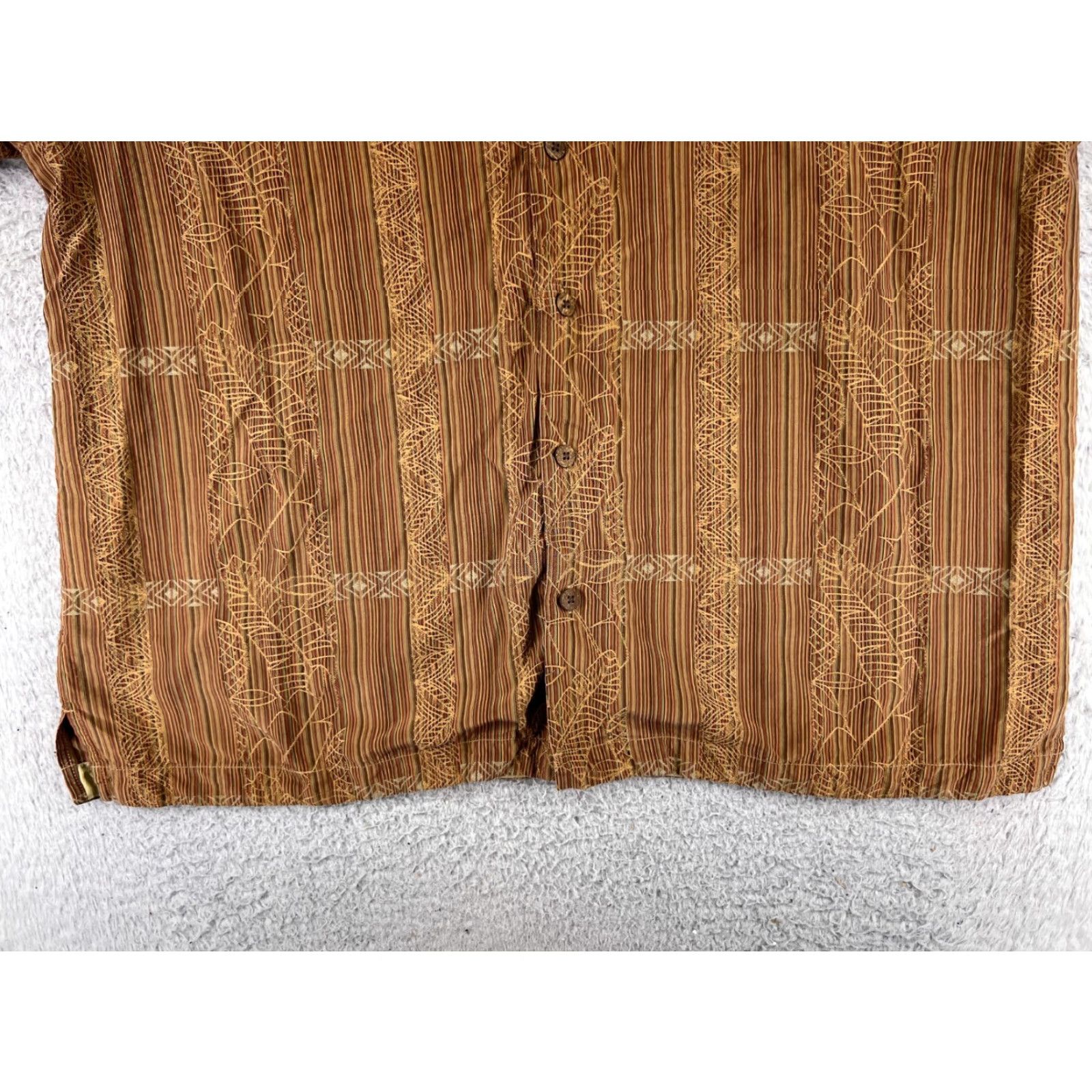 Tommy Bahama Tommy Bahama Shirt Men XL Brown Red Stripe Silk Button-Up Hawaiian Aloha Beach Vacation Resort 100% Silk Size US XL / EU 56 / 4 - 5 Thumbnail