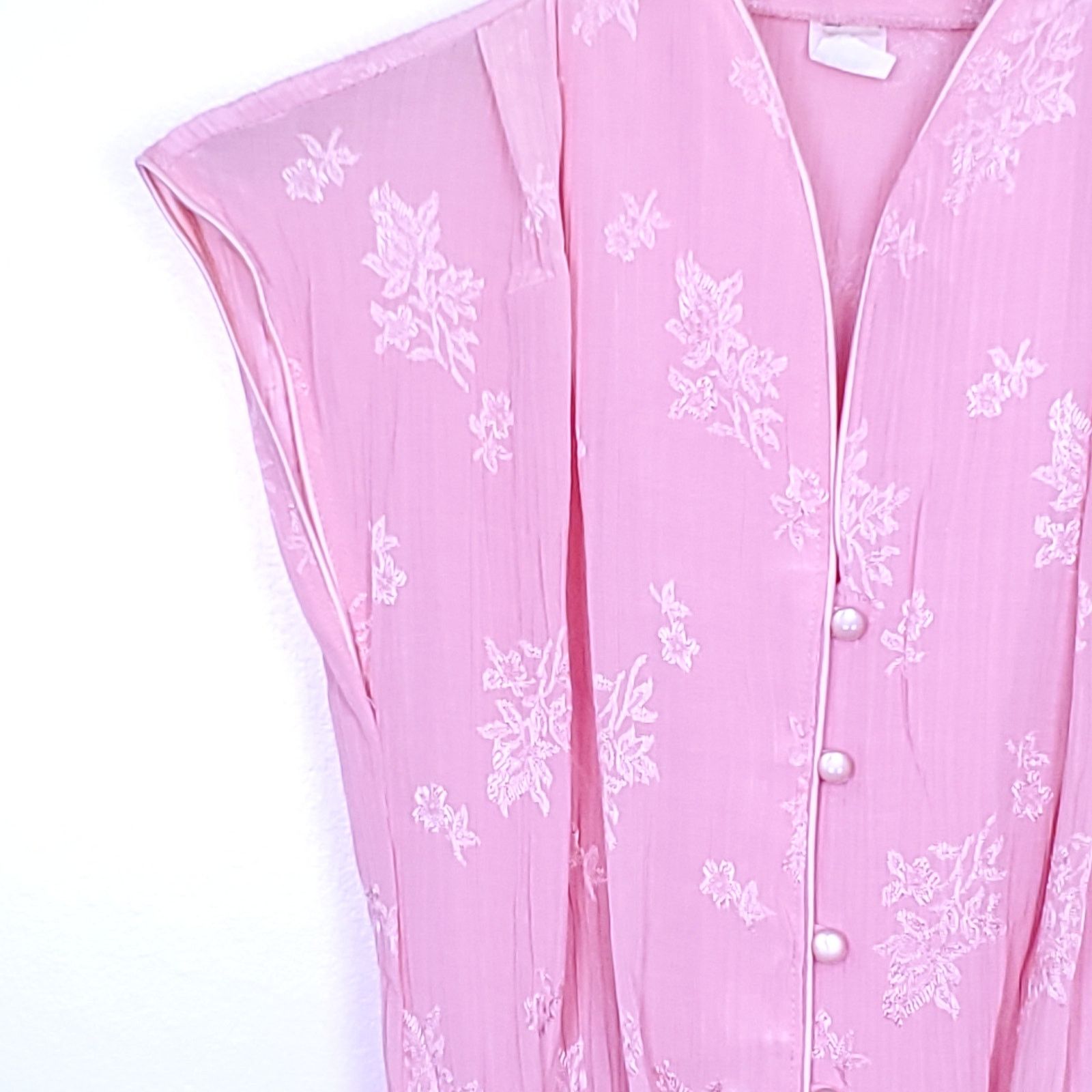 Vintage Vintage 1950s Pink Shirtwaist Dress 11 Floral Pin Up Retro Size L / US 10 / IT 46 - 6 Thumbnail