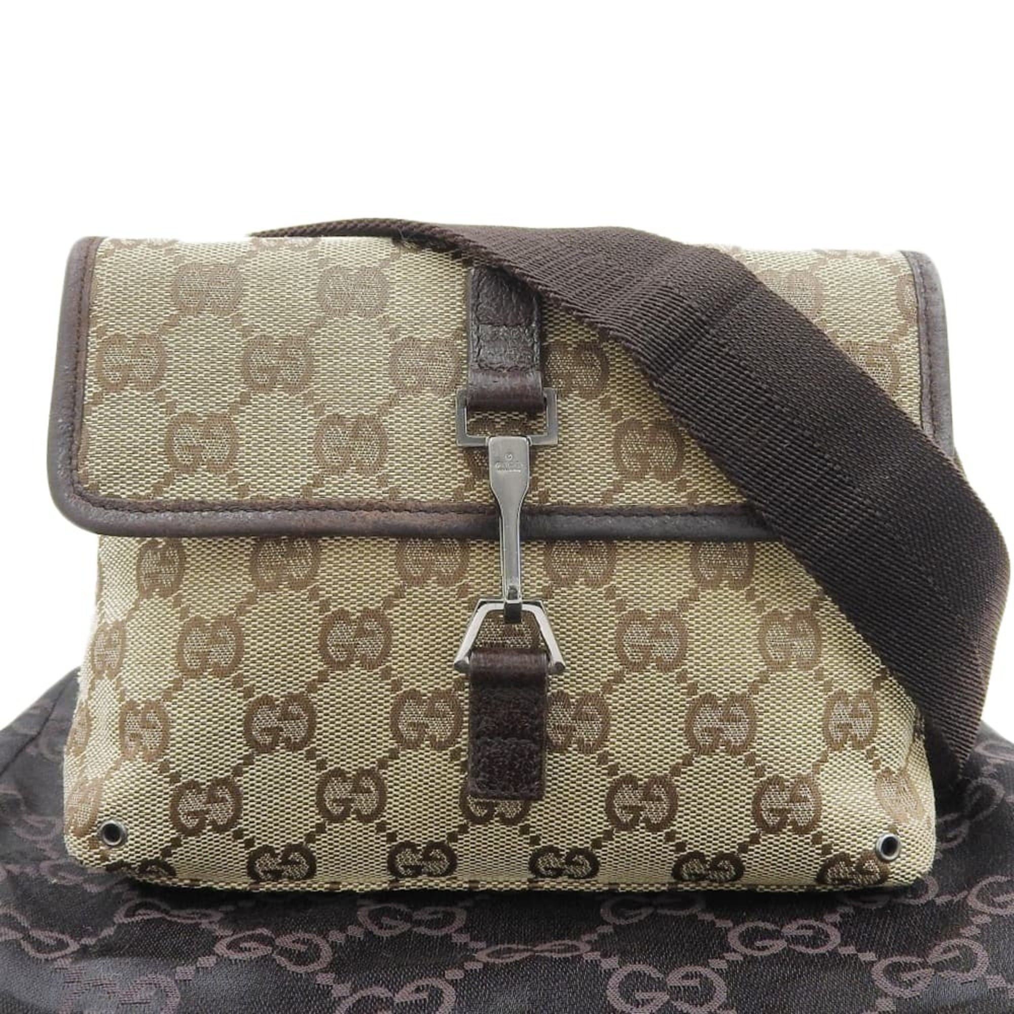Gucci GG Canvas Waist Bag 92543 001998 Body X Leather Beige Brown, Women's