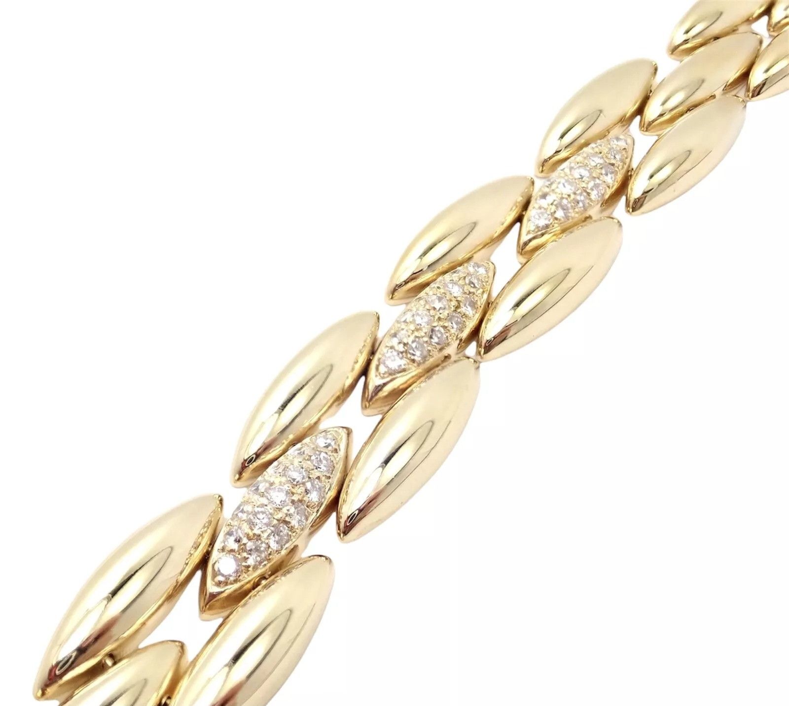 Cartier Cartier 18k Diamond Three Row Gentiane Rice Link Necklace Size ONE SIZE - 15 Thumbnail