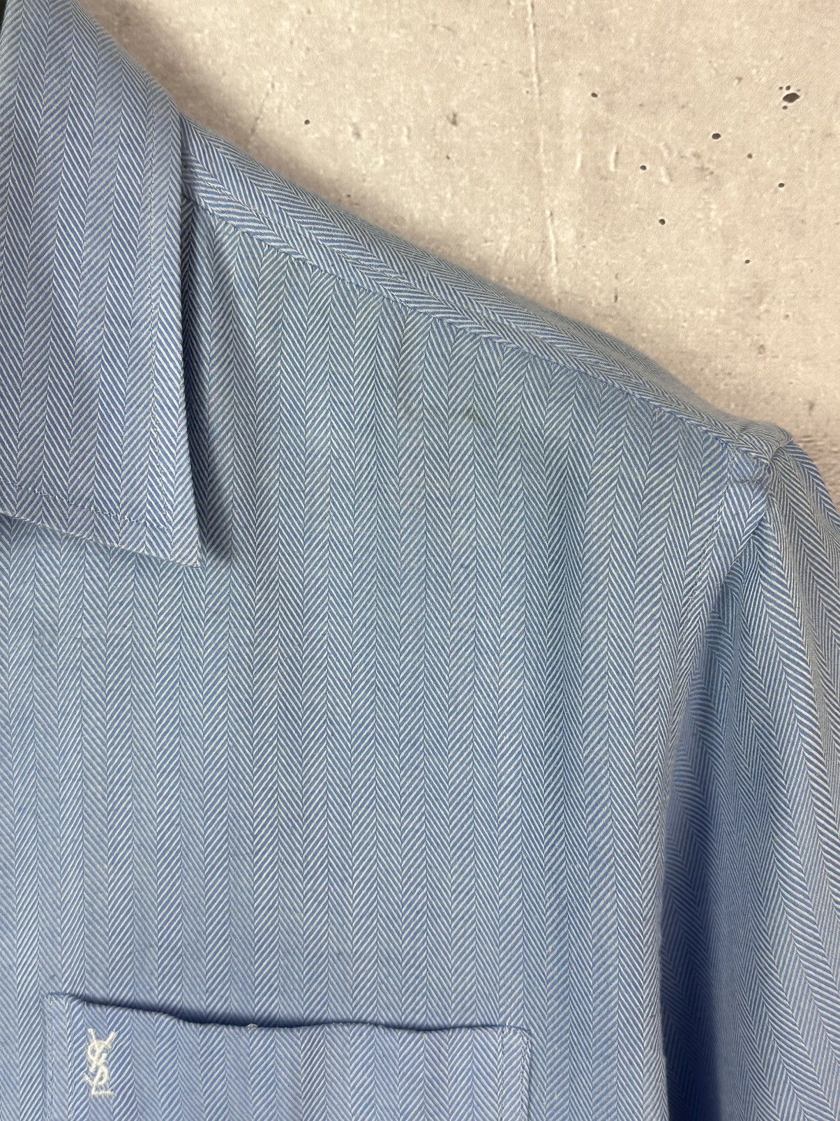 Yves Saint Laurent Vintage YSL YvesSaintLaurent Blue Cotton Short Sleeve Shirt Size US M / EU 48-50 / 2 - 6 Thumbnail