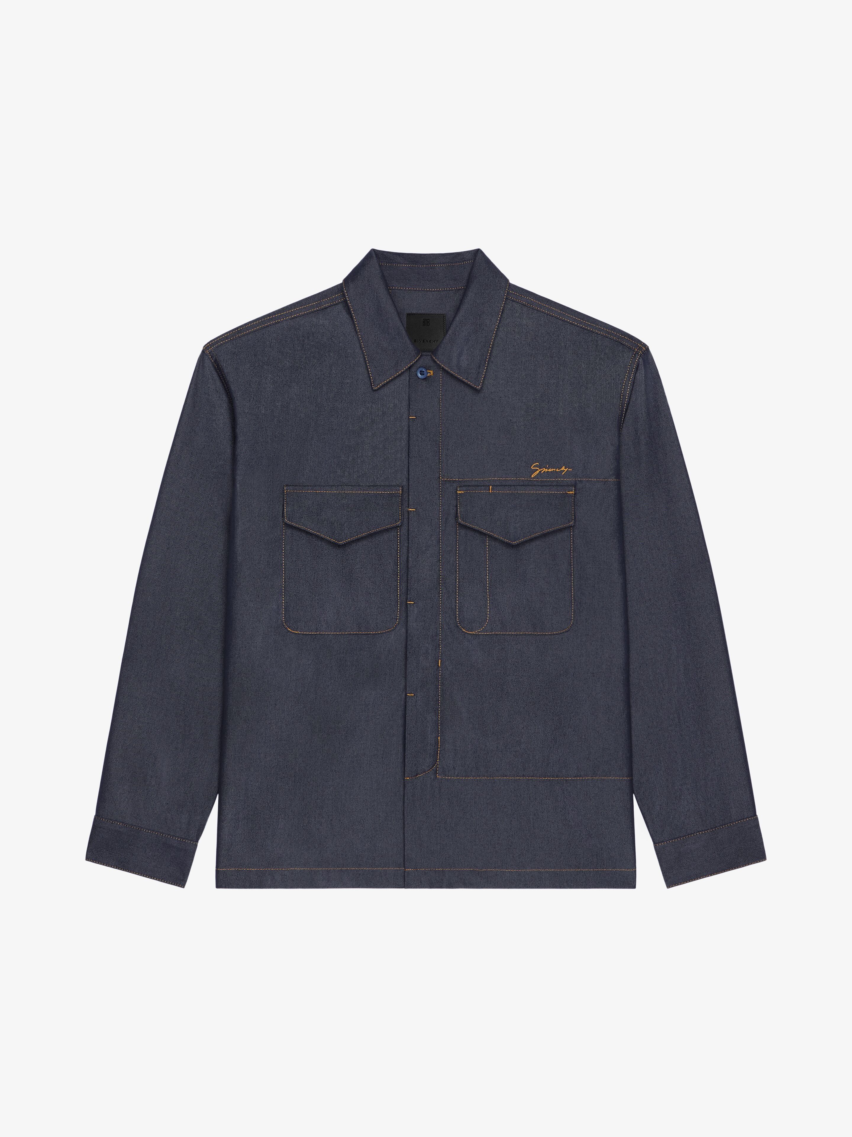 o1w1db10925 Military Denim Shirt in Blue