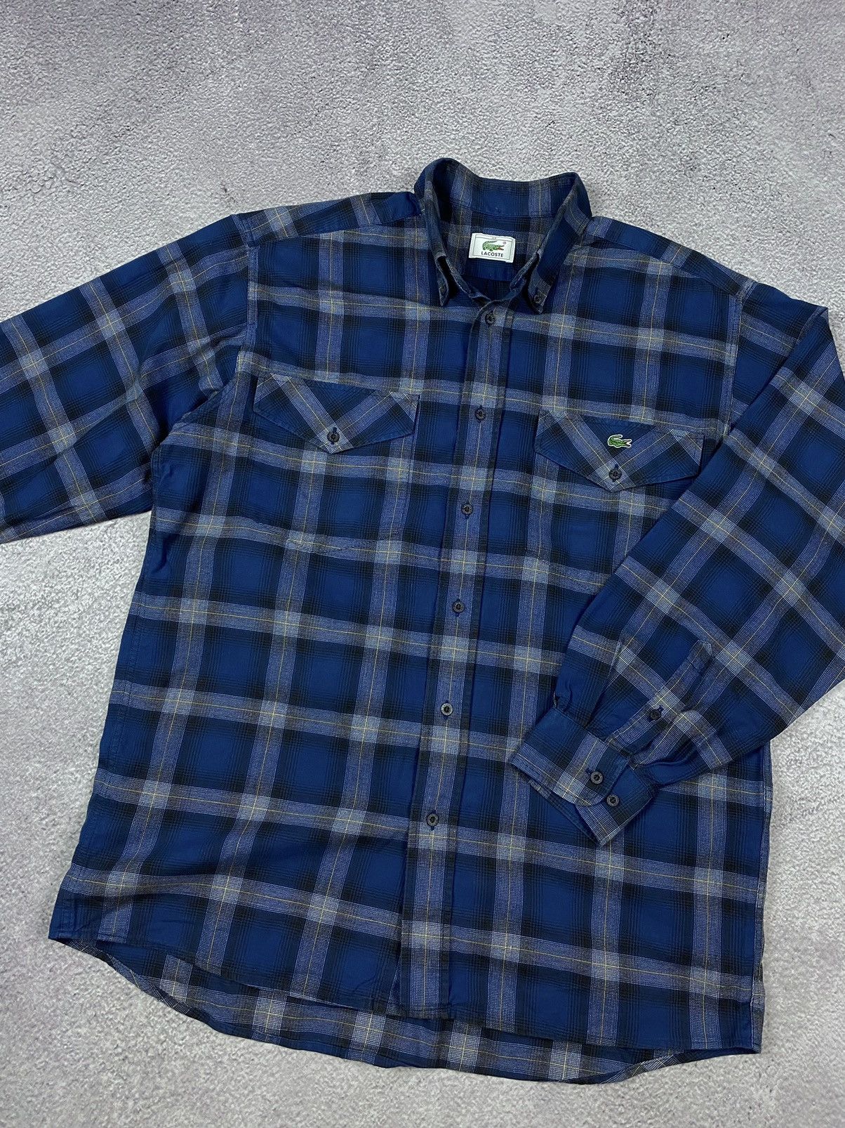 Lacoste × Vintage Lacoste Vintage Plaid Blue Long Sleeve Shirt Size US XL / EU 56 / 4 - 1 Thumbnail