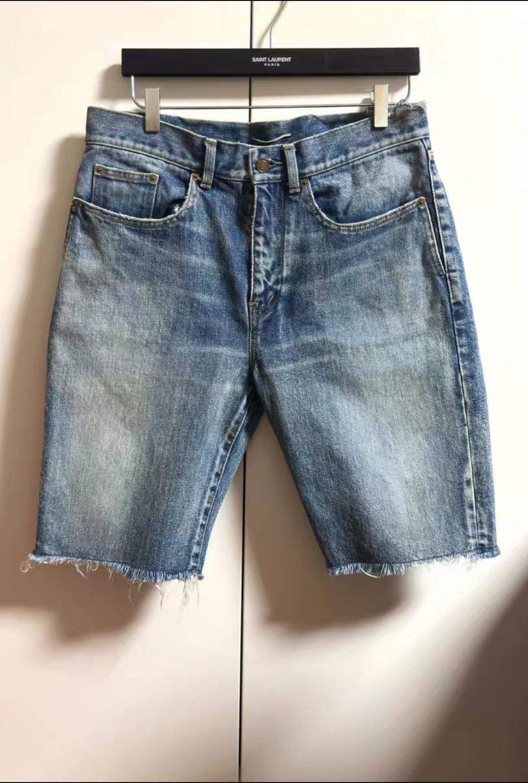 Saint Laurent Paris Saint Laurent Blue Washed Denim Shorts Size US 32 / EU 48 - 1 Thumbnail