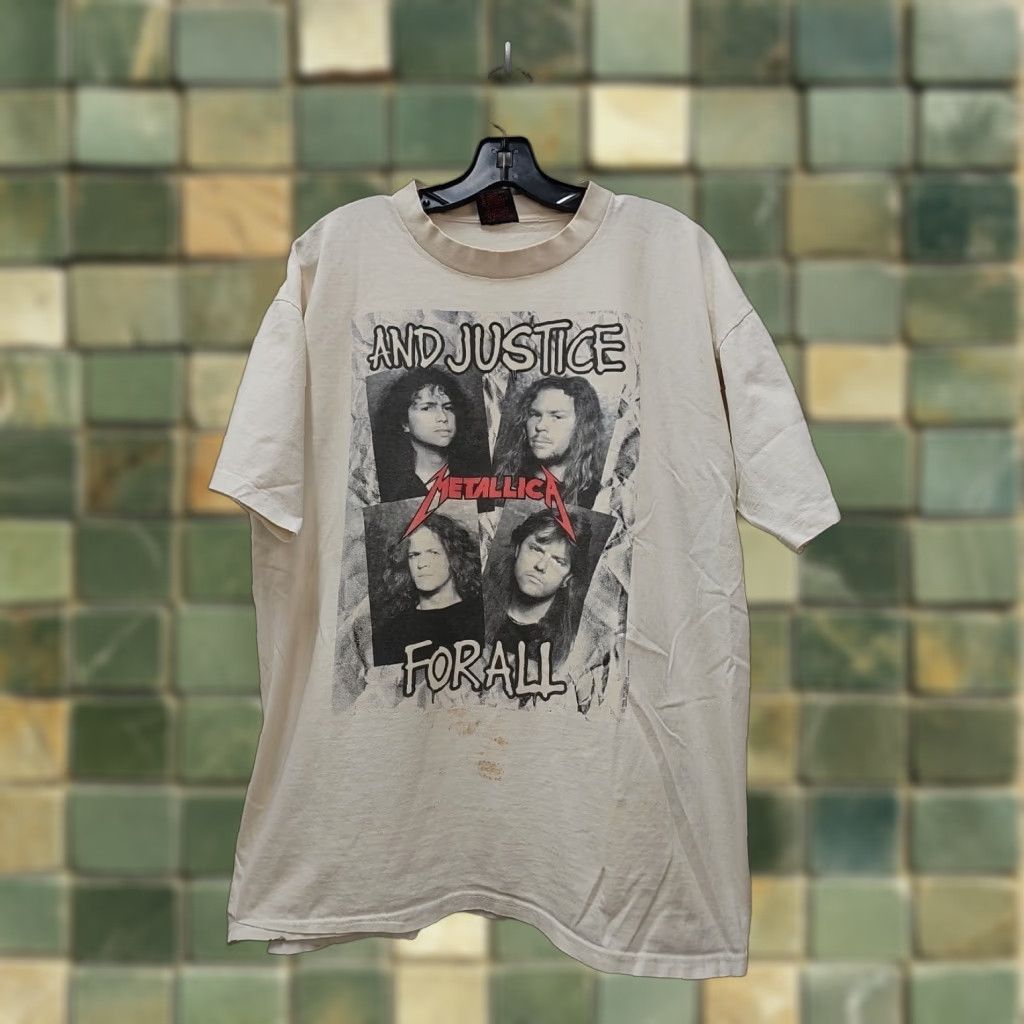 X-LARGE VINTAGE Brockum Metallica And Justice For All Tour T Shirt XL White Concert Band T-Shirt Mens 80s 90s Heavy Metal Size US XL / EU 56 / 4 - 1 Thumbnail