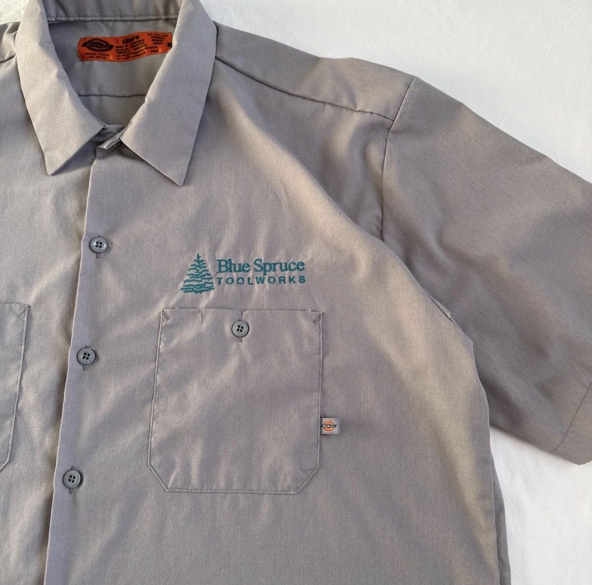 Dickies Vintage Dickies Button Up Short Sleeve Shirt Grey XL Size US XL / EU 56 / 4 - 5 Thumbnail
