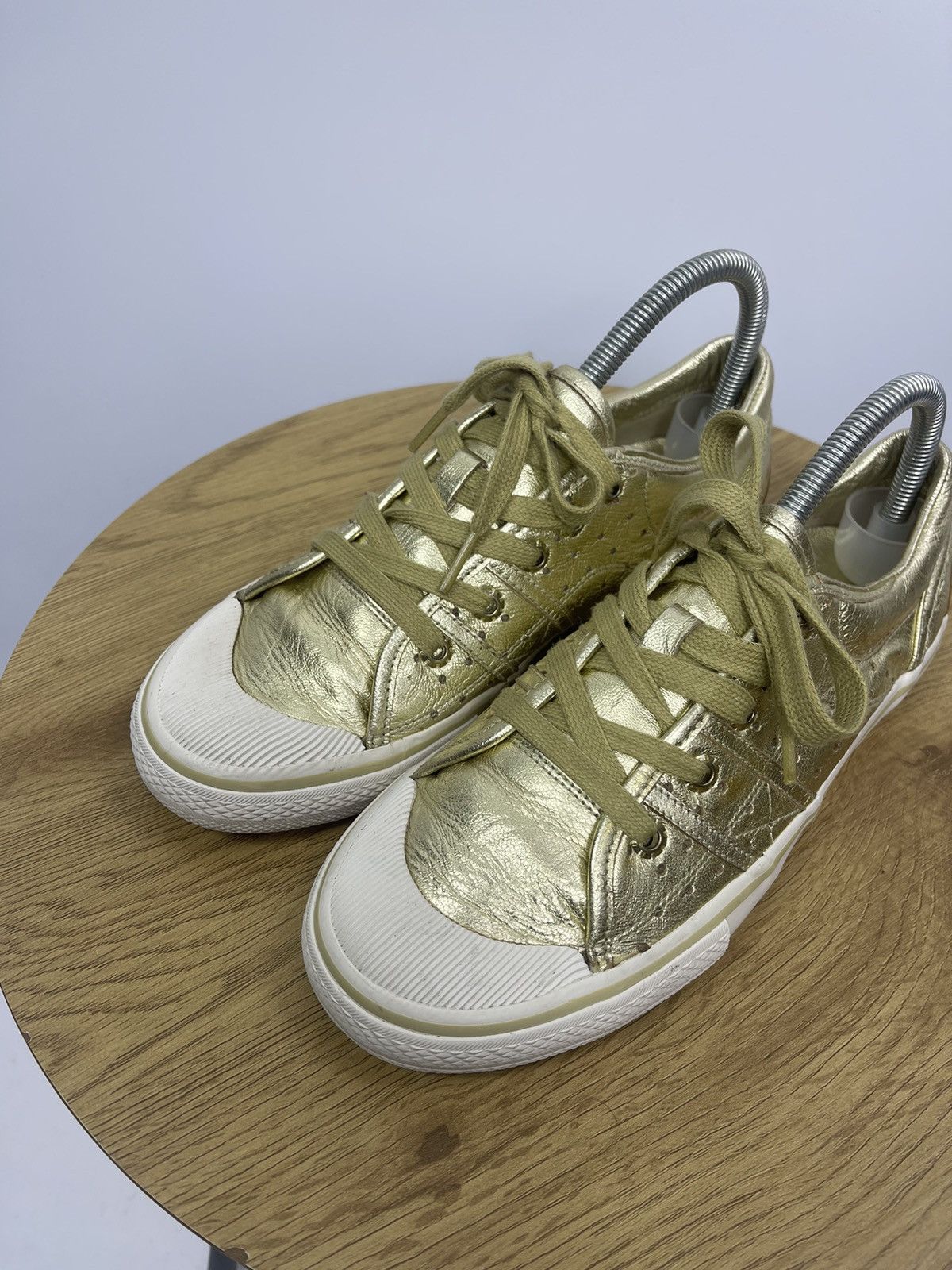 Dolce & Gabbana Dolce Gabbana Shoes Size 37.5 Leather Gold Sneakers US 5.5 Size US 7.5 / IT 37.5 - 2 Thumbnail