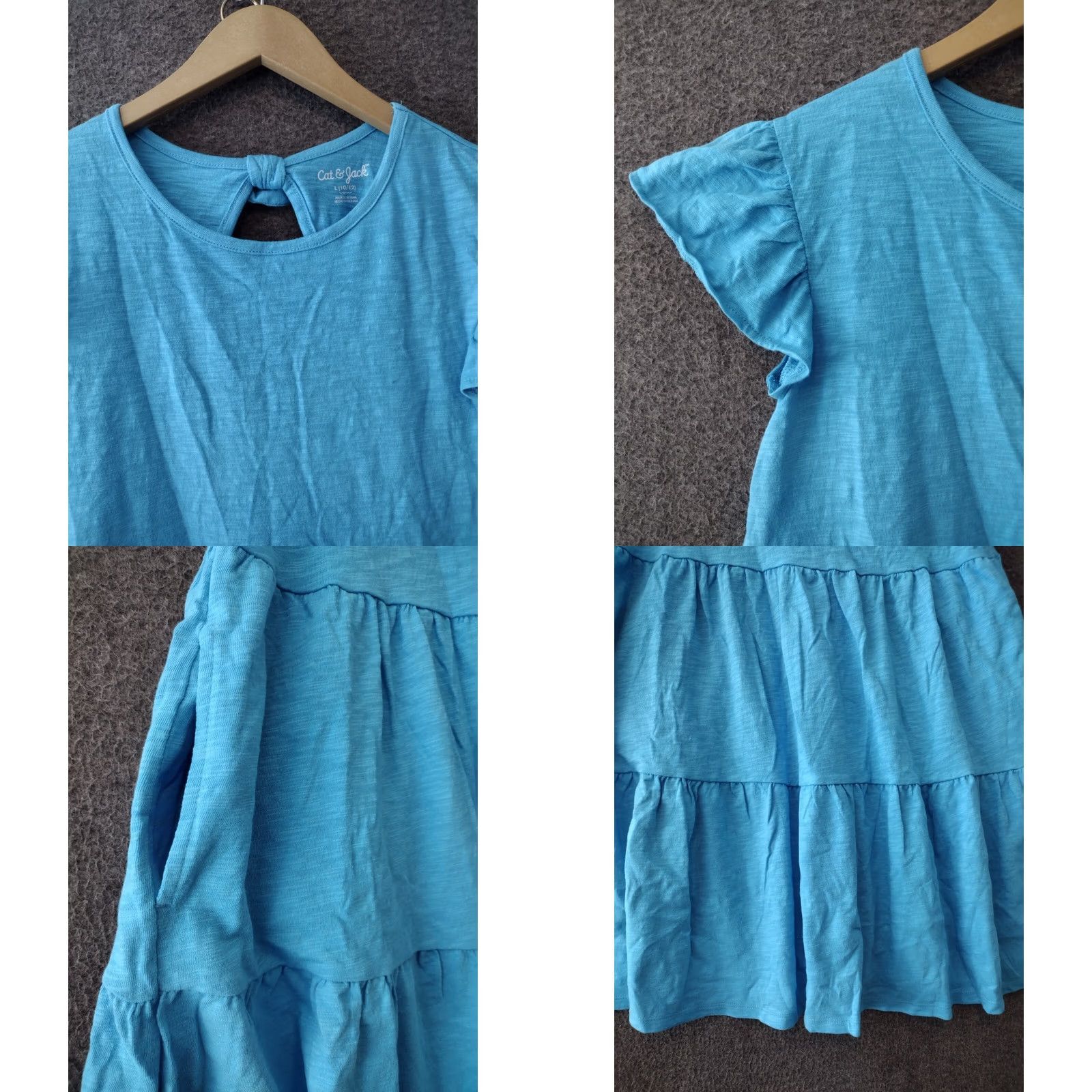 Vintage Cat & Jack Girls Dress L Turquoise Fit & Flare Mini Cap Sleeve Casual, Travel Size L / US 10 / IT 46 - 8 Thumbnail