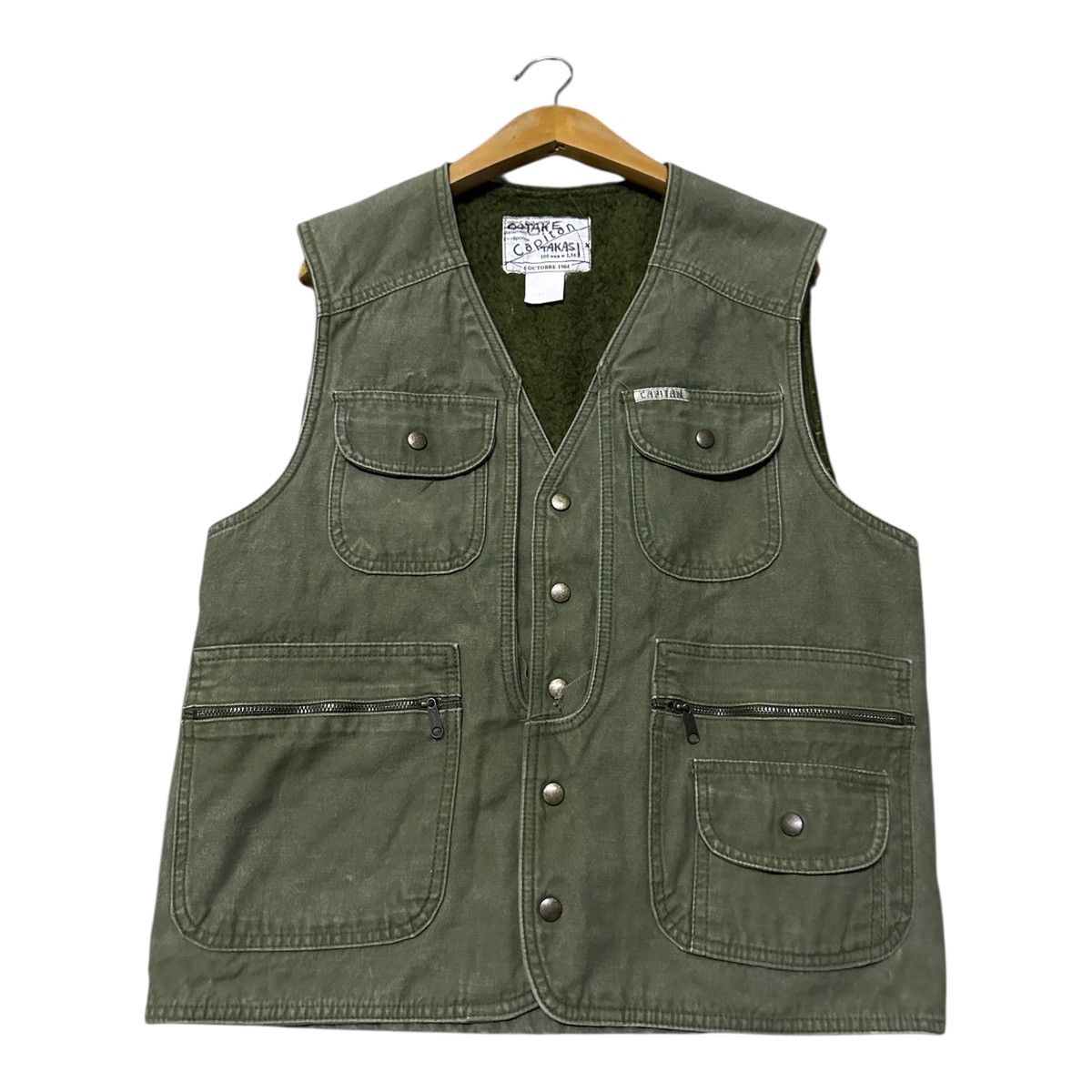 Japanese Brand Vintage 1984 Capitan green utility vest in sherpa lining Size US S / EU 44-46 / 1 - 5 Thumbnail