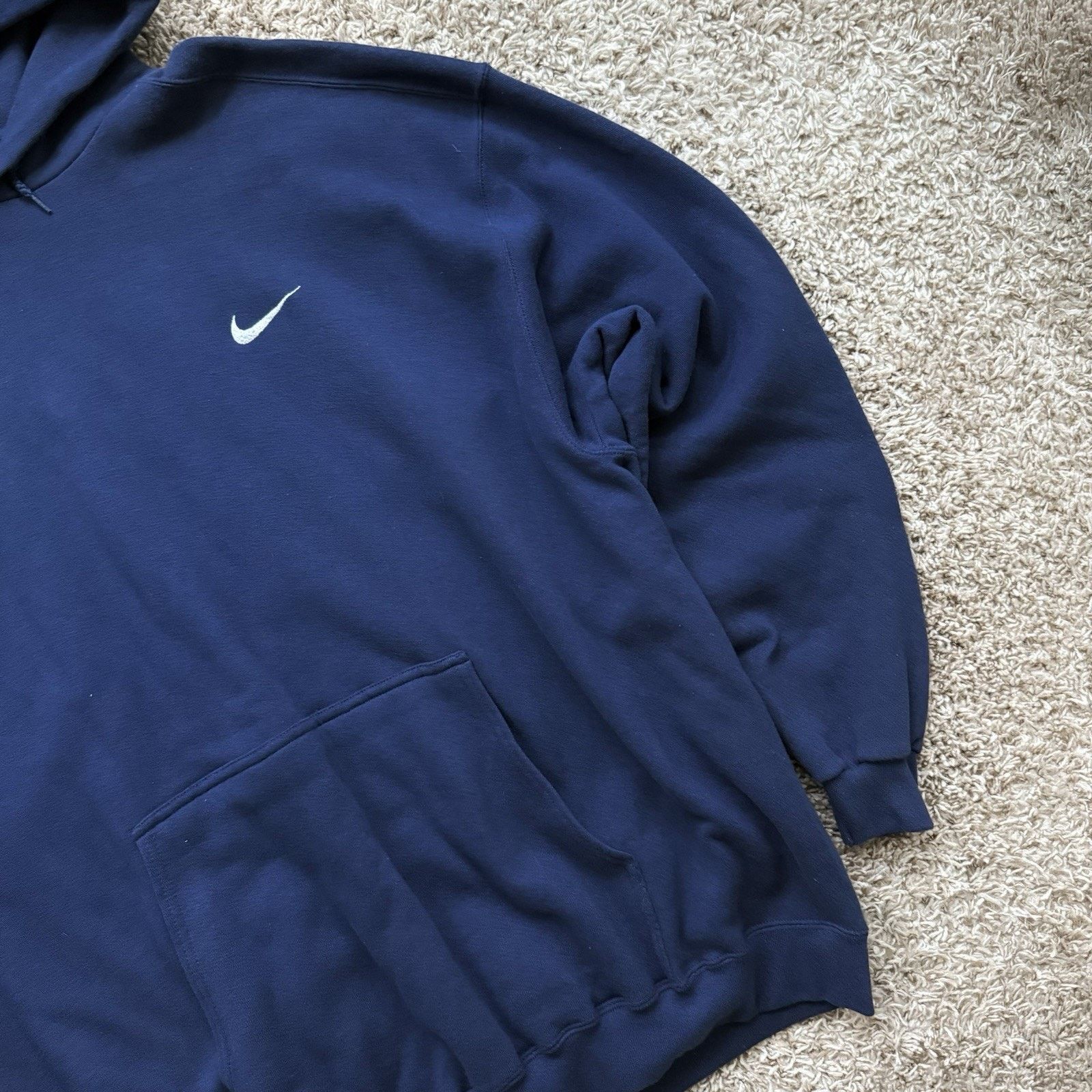 Nike × Vintage Vintage 90’s Nike Navy Blue Hoodie Made in USA Men’s Size XL Size US XL / EU 56 / 4 - 5 Thumbnail