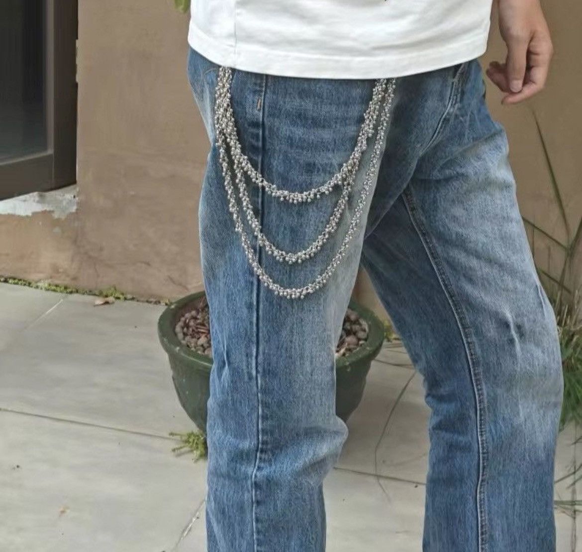 Jewelry Bead Flower Three Tier Silvery Pants Chain Size ONE SIZE - 2 Thumbnail