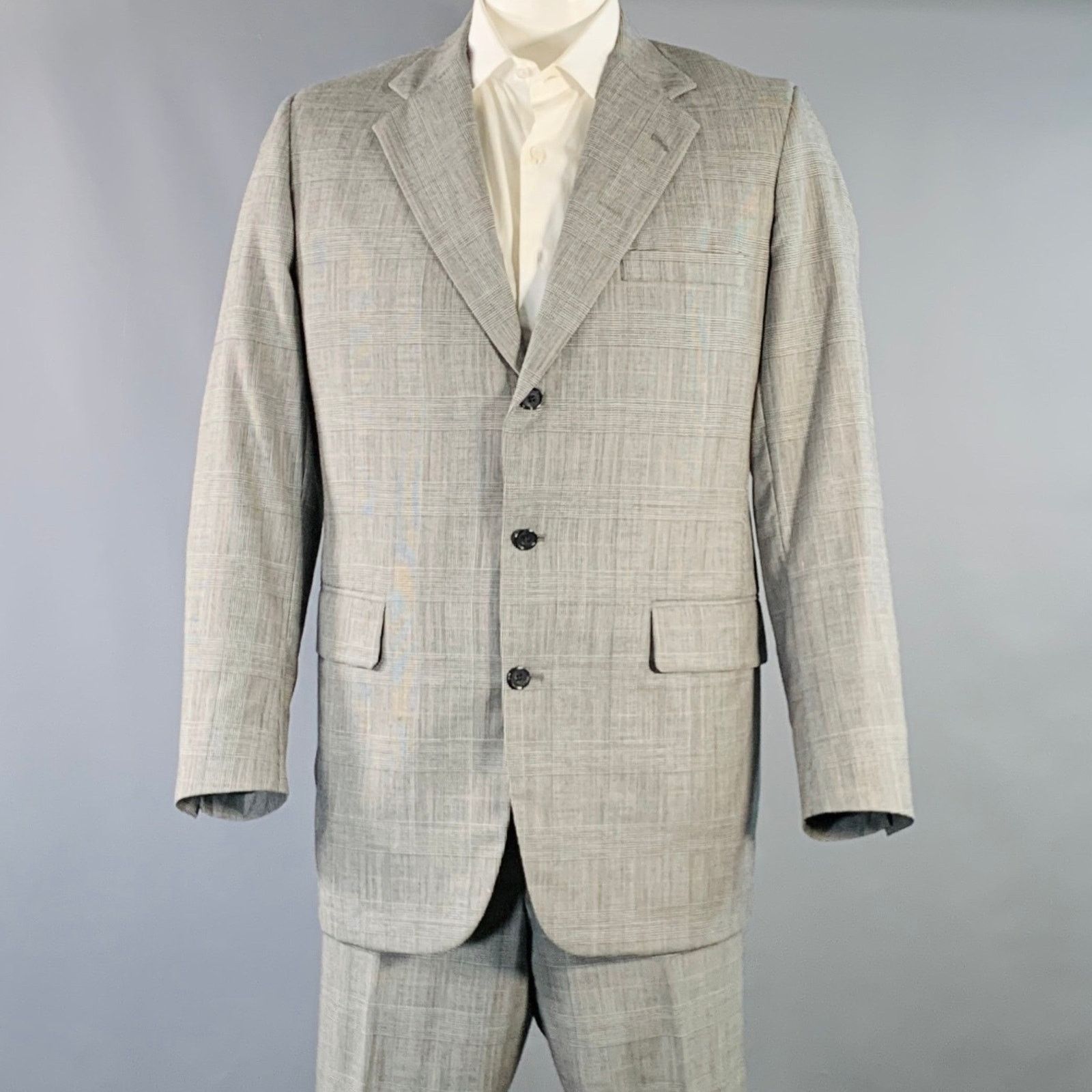 Other O'CONNELL'S Long Black White Plaid Wool Notch Lapel Suit Size 42L - 1 Thumbnail
