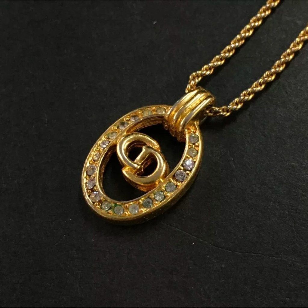 Dior Vintage Dior CD logo crystal rhinestones necklace Size ONE SIZE - 2 Thumbnail