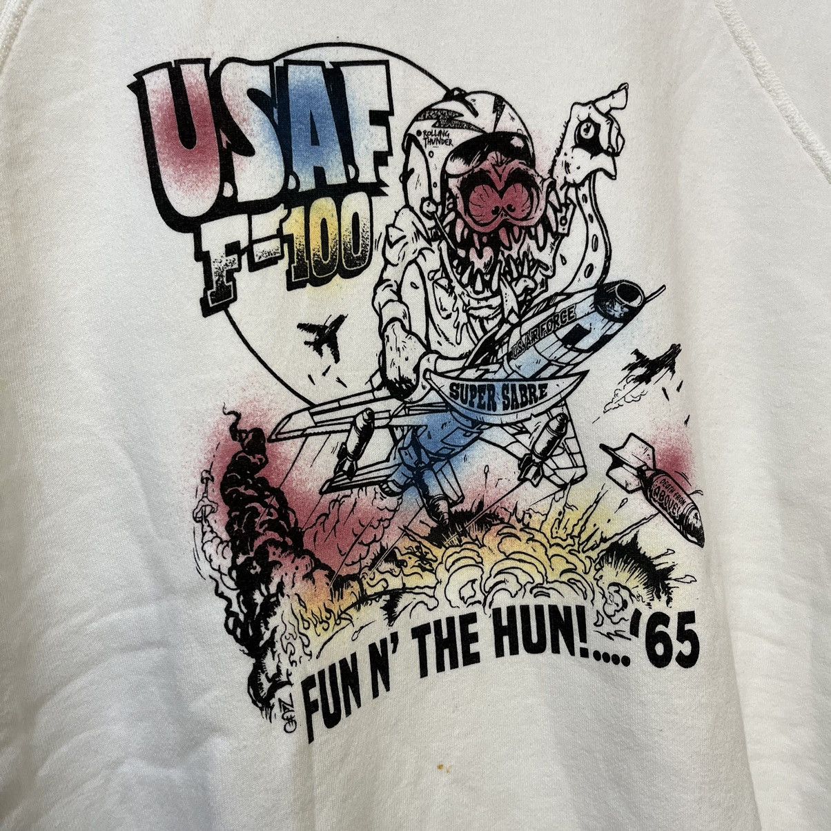 The Real McCoy's USAF F=100 "Fun N' The Hun!...'65" Short Sleeve Sweatshirt Size US L / EU 52-54 / 3 - 7 Thumbnail