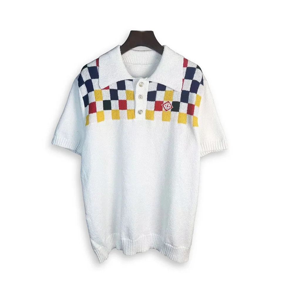Vintage Plaid Knitted Polo Wide Collar Boxy Pattern Oversized Size US XXL / EU 58 / 5 - 2 Thumbnail