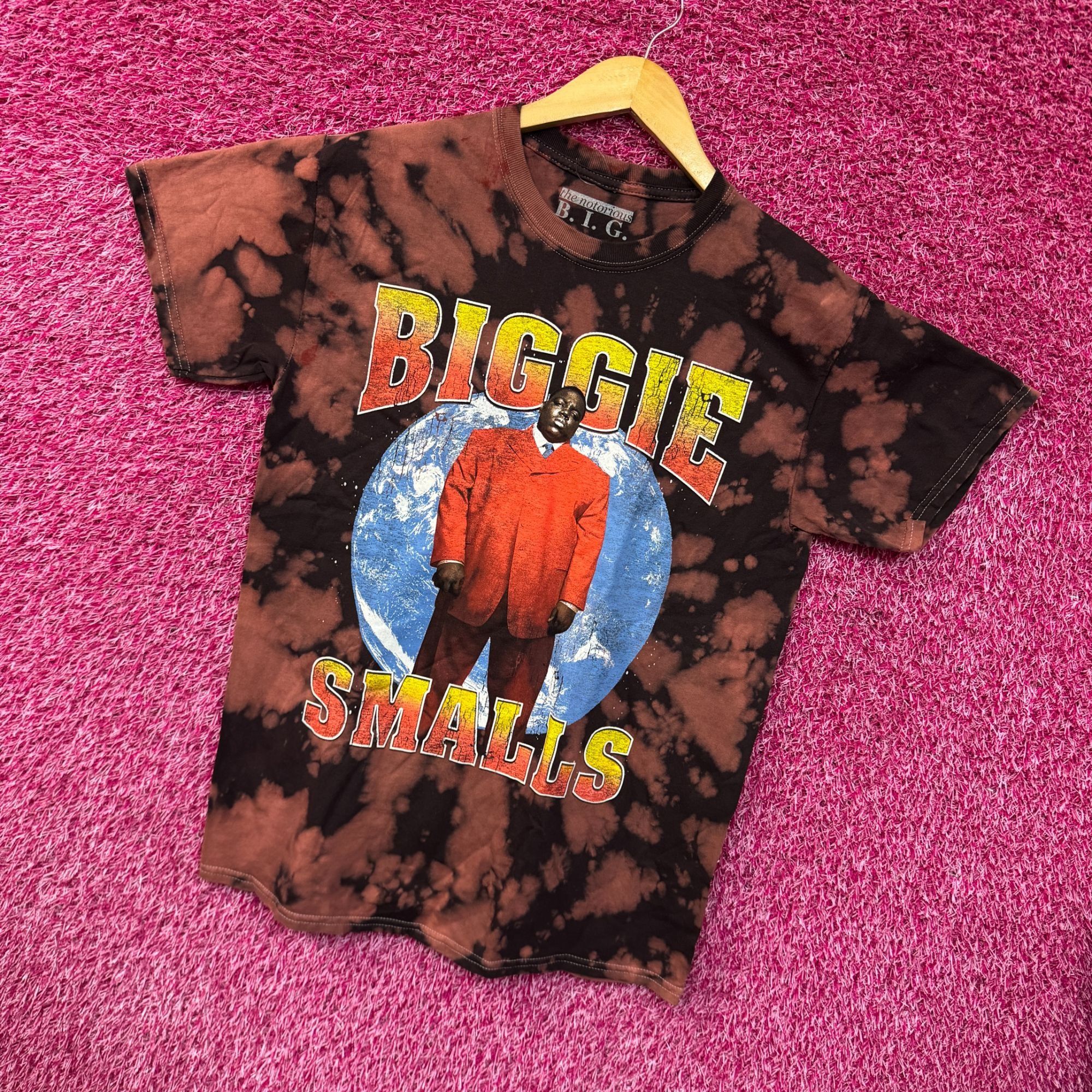 Rap Tees Biggie Smalls Kingpin of Planet Earth Hip Hop Bleach Dye M Size US M / EU 48-50 / 2 - 3 Thumbnail