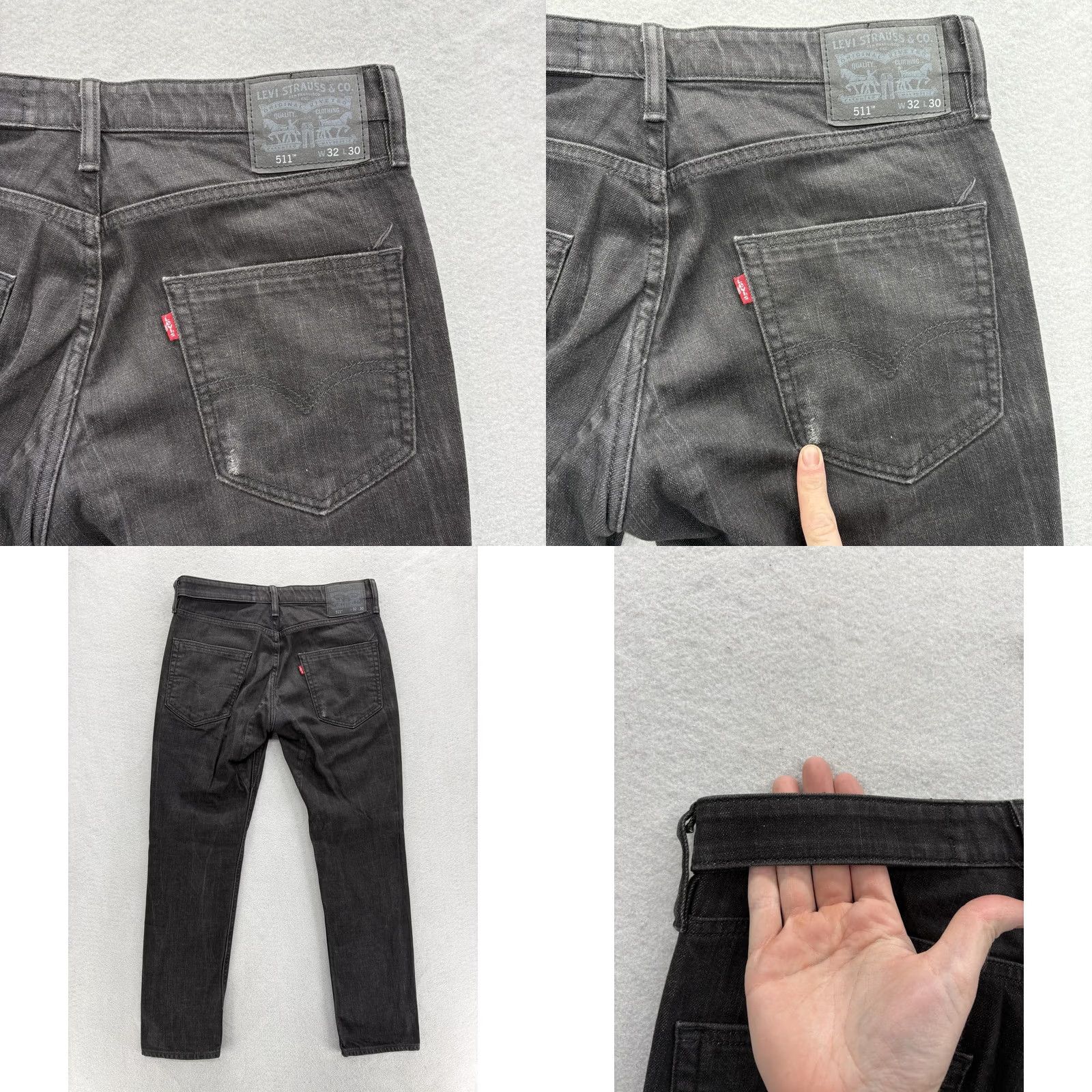 Levi's Levi's 511 Jeans Slim Straight Charcoal Wash Black Mens 32x29 Cotton Cotton Blend Denim Zip Pockets Logo Size US 32 / EU 48 - 9 Thumbnail
