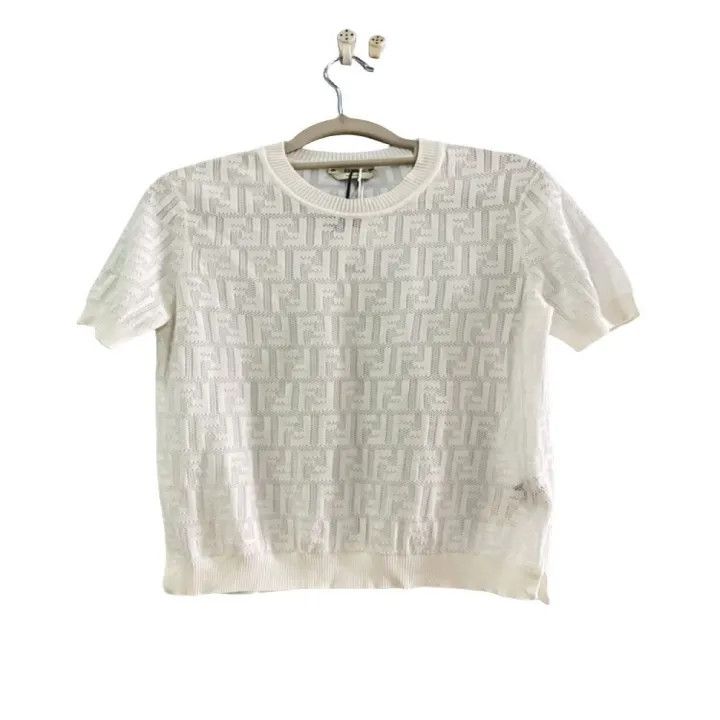 Fendi Fendi White Cotton Short Sleeve T-Shirt 0079 Size M / US 6-8 / IT 42-44 - 1 Thumbnail