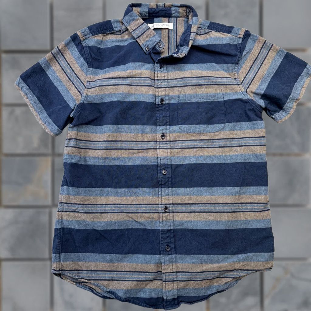 Outerknown Outerknown Shirt Mens Medium Blue Striped Button-Down Cotton Shibui Essential (Non-Network) Size US M / EU 48-50 / 2 - 1 Thumbnail