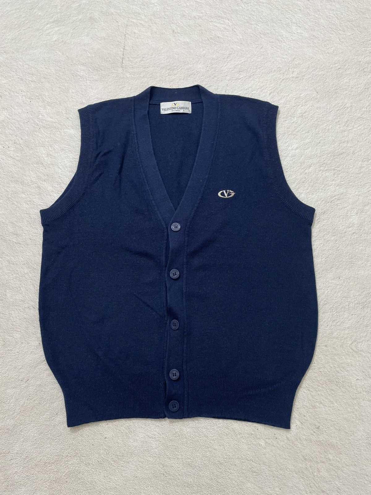 Yves Saint Laurent Vintage Valentino Gabbana Knit Vest Embroidery Y2K YSL CDG Size 44R - 1 Thumbnail