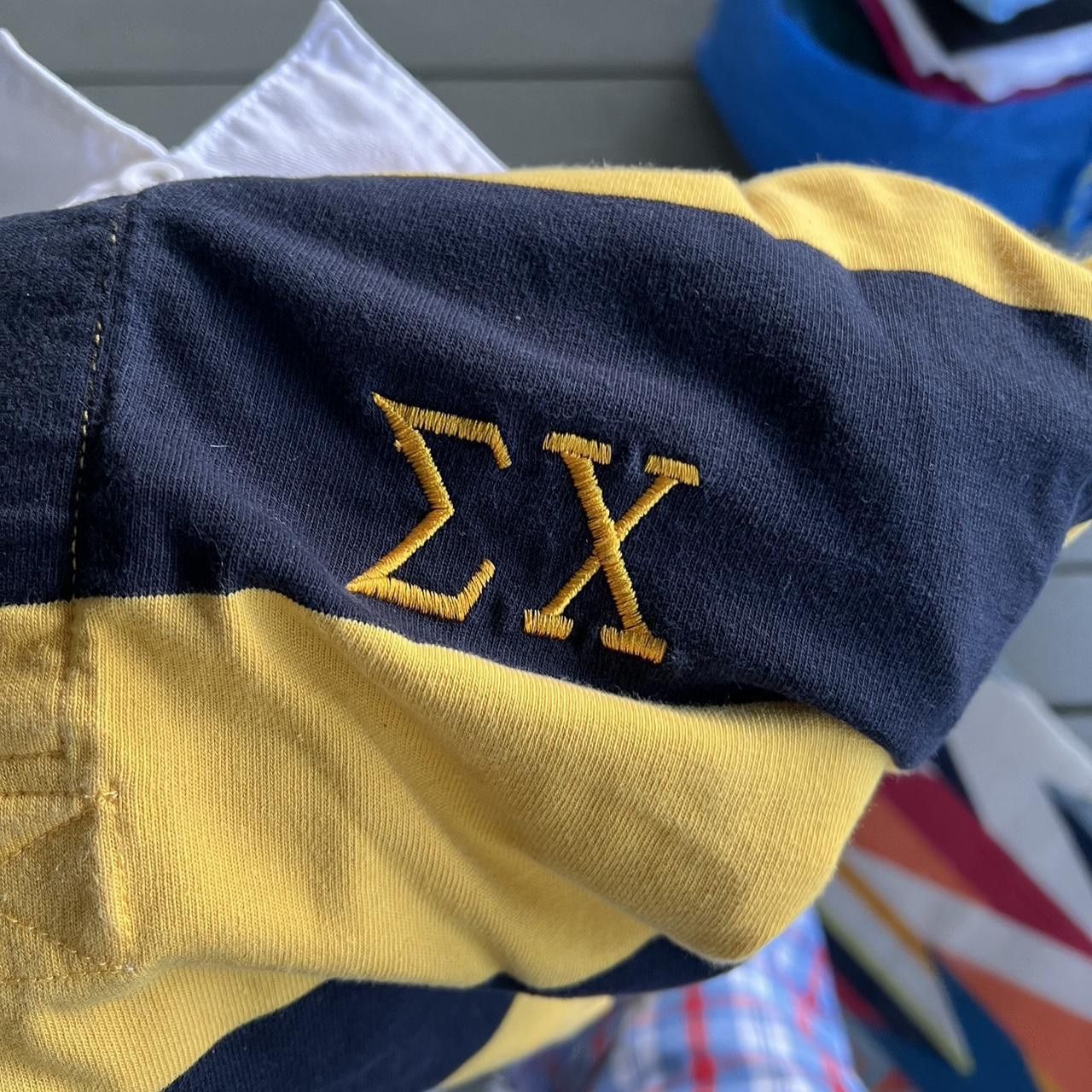 Vintage Vintage Rugby Polo Sigma Chi Striped Pullover Sweatshirt Size US XL / EU 56 / 4 - 7 Thumbnail