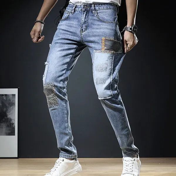 Japanese Brand Aoyama x Risa Embroidered Patchwork Denim Pants Size US 31 - 2 Thumbnail