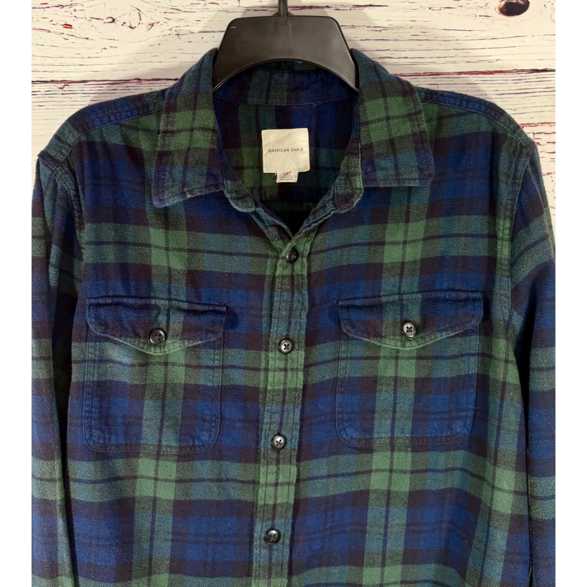 American Eagle Outfitters American Eagle Plaid Flannel Shirt Mens Large Blue Green Y2K Size US L / EU 52-54 / 3 - 9 Thumbnail