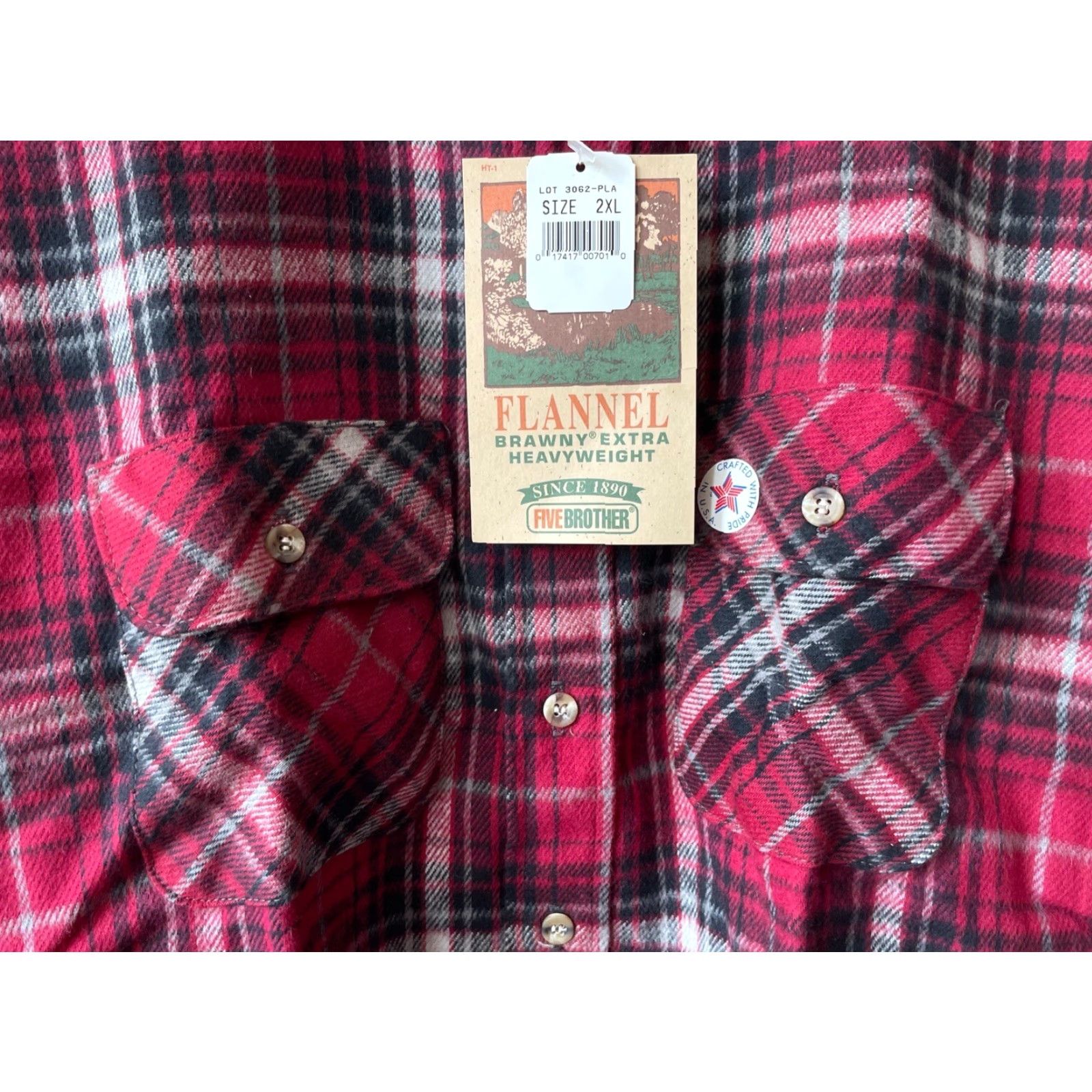 Vintage VINTAGE Five Brother Brawny Heavyweight Flannel Shirt Mens 2XL Red Plaid Long Sleeve Button-Up Heavyweight USA NWT Deadstock 80s Mens Brawny Shirt Size US XXL / EU 58 / 5 - 6 Thumbnail