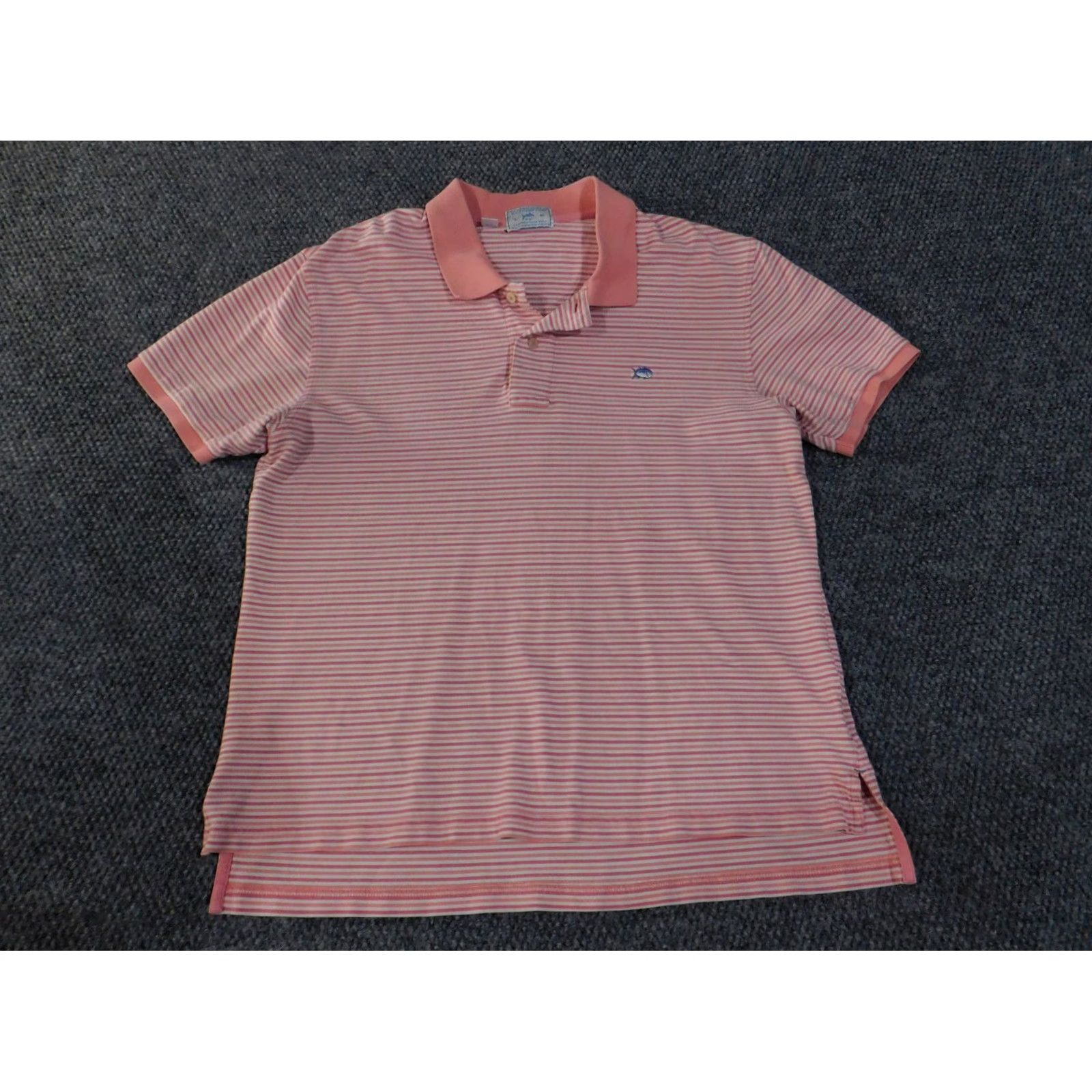 Southern Tide Southern Tide Polo Shirt Mens L Pink White Striped Cotton Casual Short Sleeve Collar Logo Golf Summer 2020s Size US L / EU 52-54 / 3 - 4 Thumbnail
