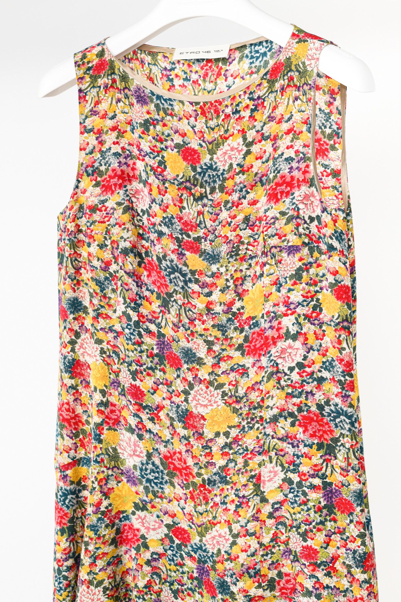 Etro Etro Green & Pink Silk Floral-Print Mini Dress Size L / US 10 / IT 46 - 3 Thumbnail