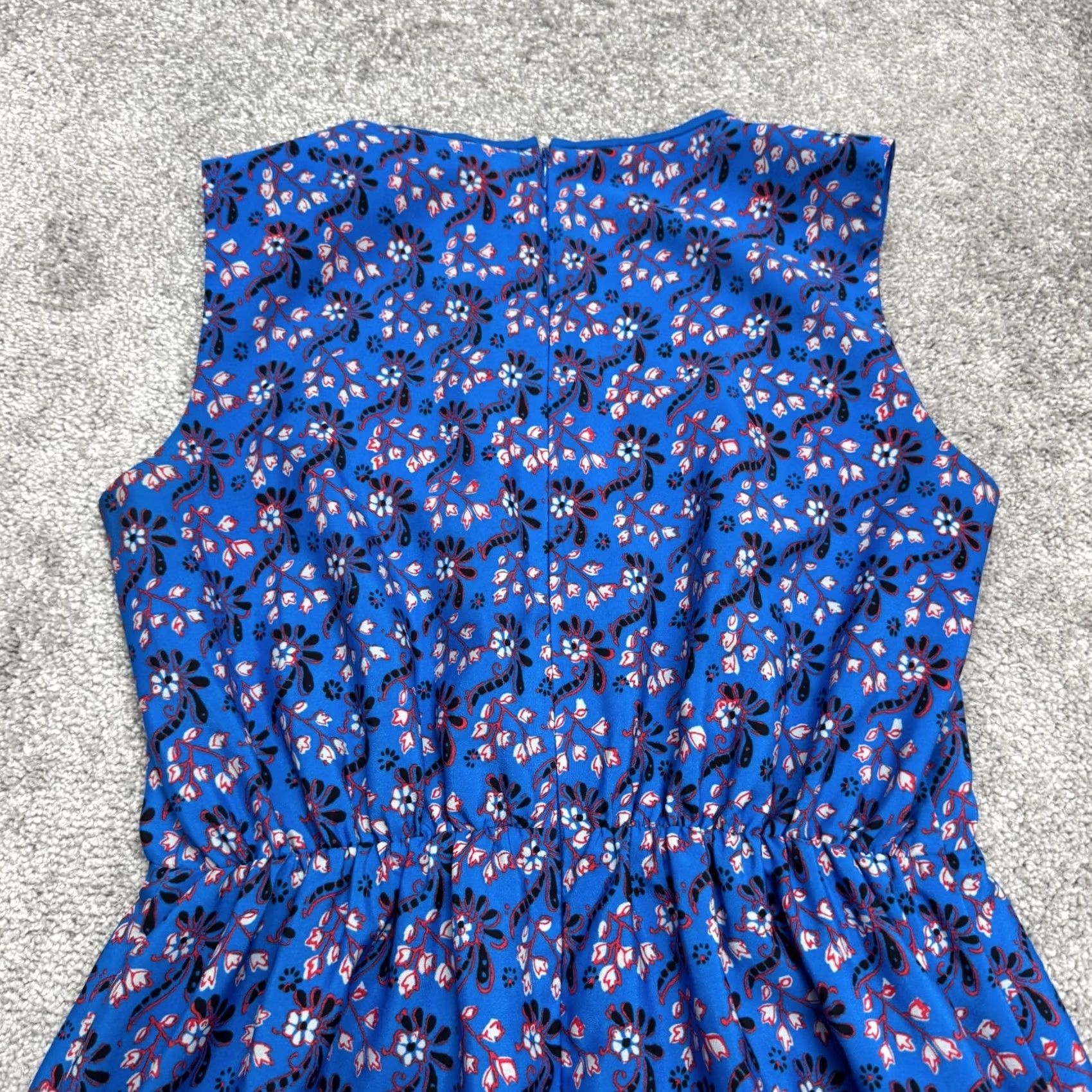 J.Crew J.Crew Poppy Floral V-Neck Sleeveless A-Line Dress Womens 4 Blue Knee Length Dress Size S / US 4 / IT 40 - 4 Thumbnail