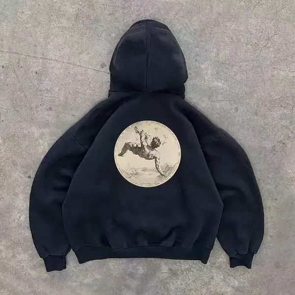 Japanese Brand Hazaki x Etou Black street fashion washed retro hoodie Size US L / EU 52-54 / 3 - 3 Thumbnail