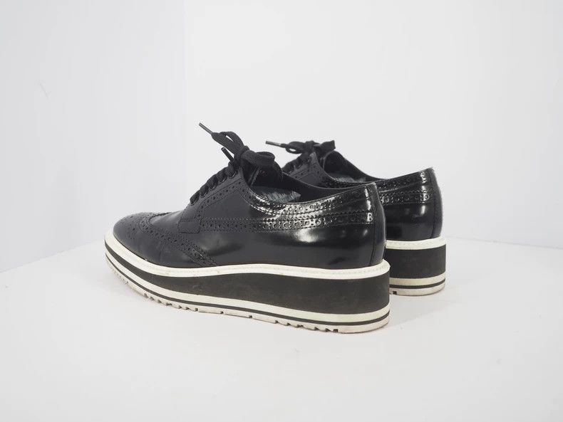 Prada PRADA Black carved sponge cake leather shoes Size US 6.5 / IT 36.5 - 2 Thumbnail