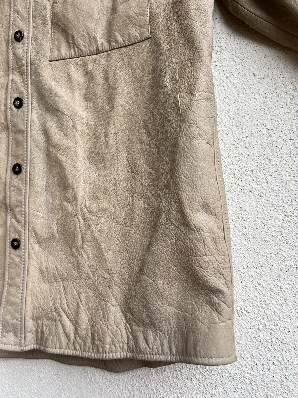 Leather Vintage Kazutaka Kato KAKA Fade Patina Cowhide Leather Shirt Size US M / EU 48-50 / 2 - 10 Thumbnail