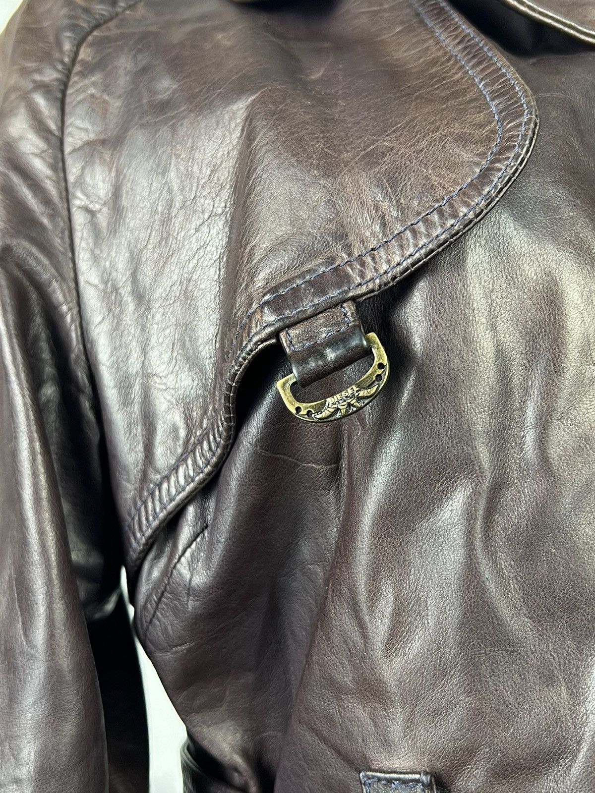 Diesel Vintage Diesel Leather Belted Jacket Size M - L Size L / US 10 / IT 46 - 7 Thumbnail