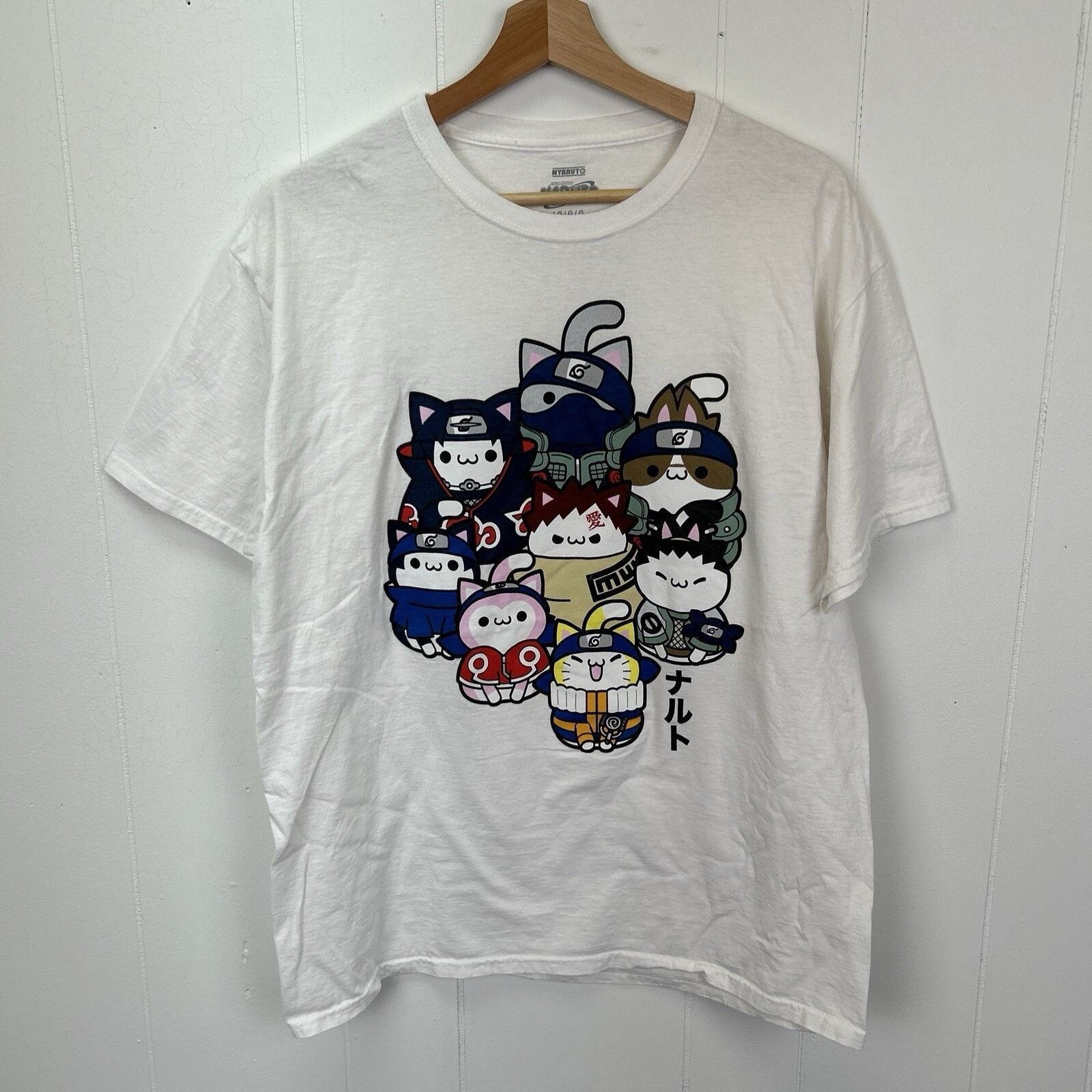 The Unbranded Brand Naruto Cat Anime White Graphic Short Sleeve T-Shirt Large Size US L / EU 52-54 / 3 - 1 Thumbnail