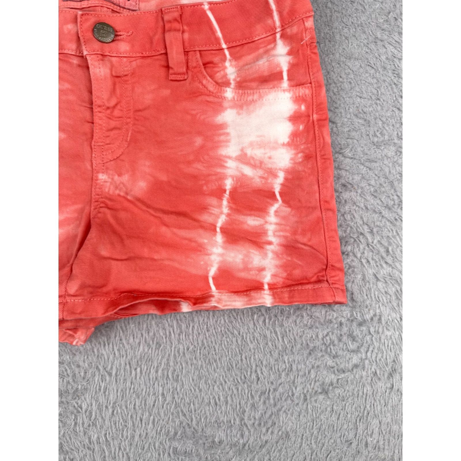 Guess GUESS Shorts Women Pink White Tie Dye Cotton Blend Beach Casual 27x3 27 Regular Waist Elastic Front 5-Pocket Denim Chino Shells Pattern Solid Size 27" / US 4 / IT 40 - 2 Thumbnail