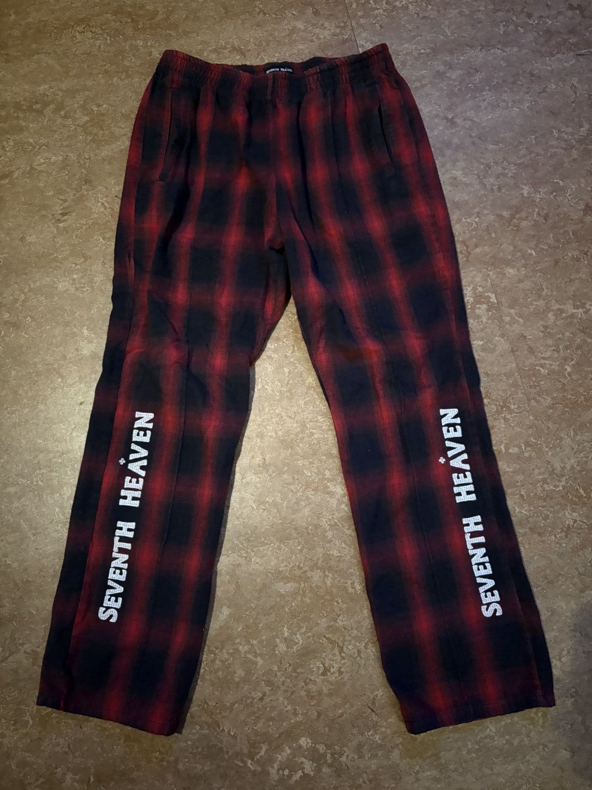 Seventh Heaven Seventh Heaven Red Chain-Stitched Flannel Trouser Size US 28 / EU 44 - 1 Thumbnail