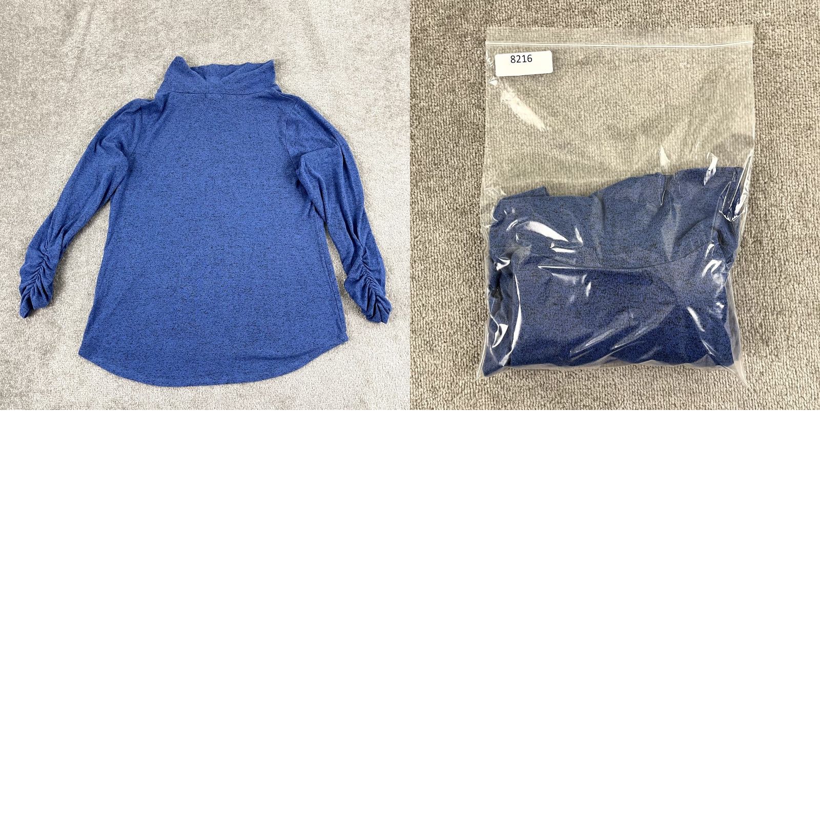 Habitat HABITAT Clothes To Live Shirt Women Large Blue Mock Cinched Sleeves Sweatshirt Size L / US 10 / IT 46 - 8 Thumbnail