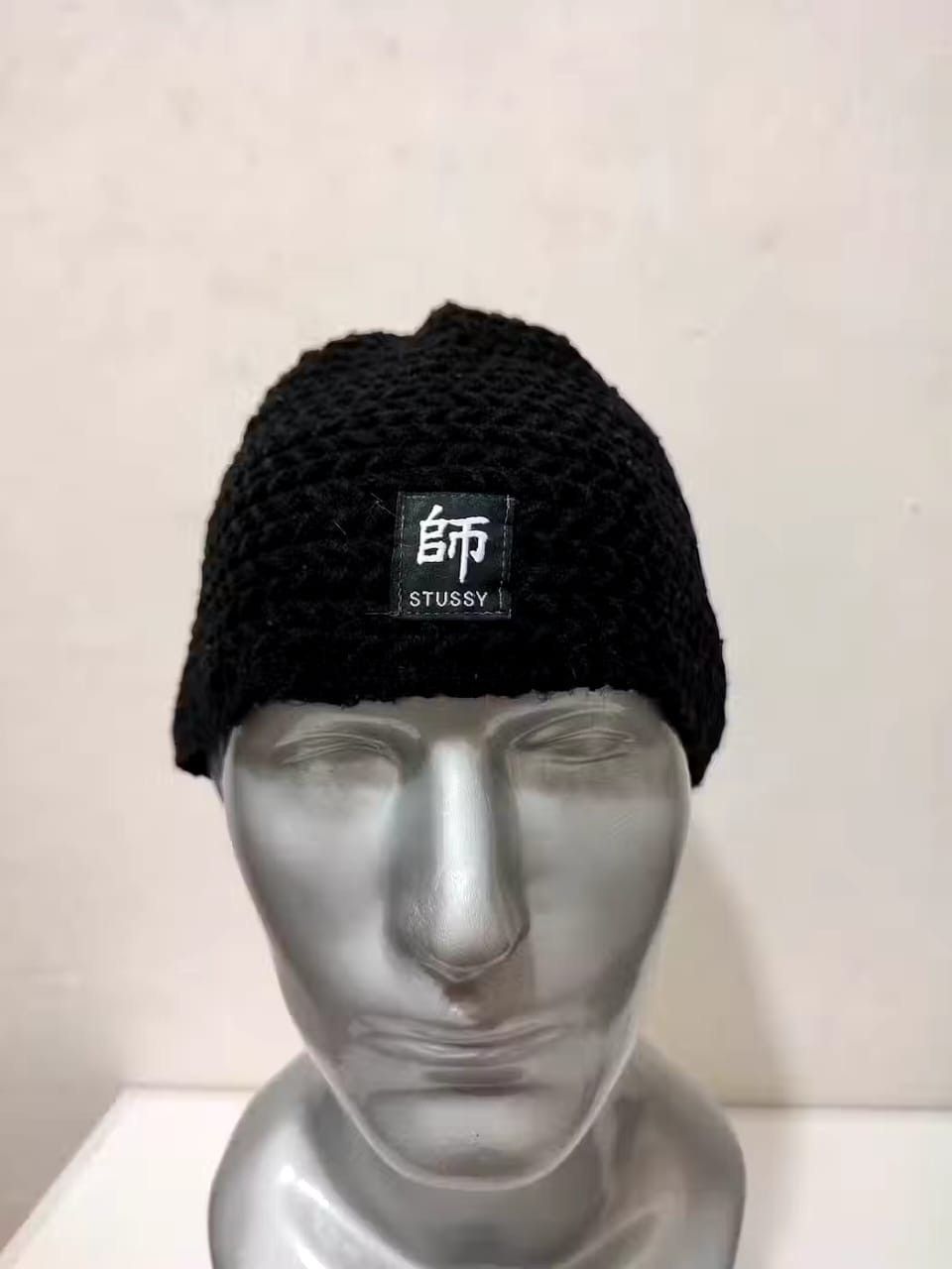 image of Vintage Stussy Beanie Japanese Font Design Knitted Hats in Black, Men's