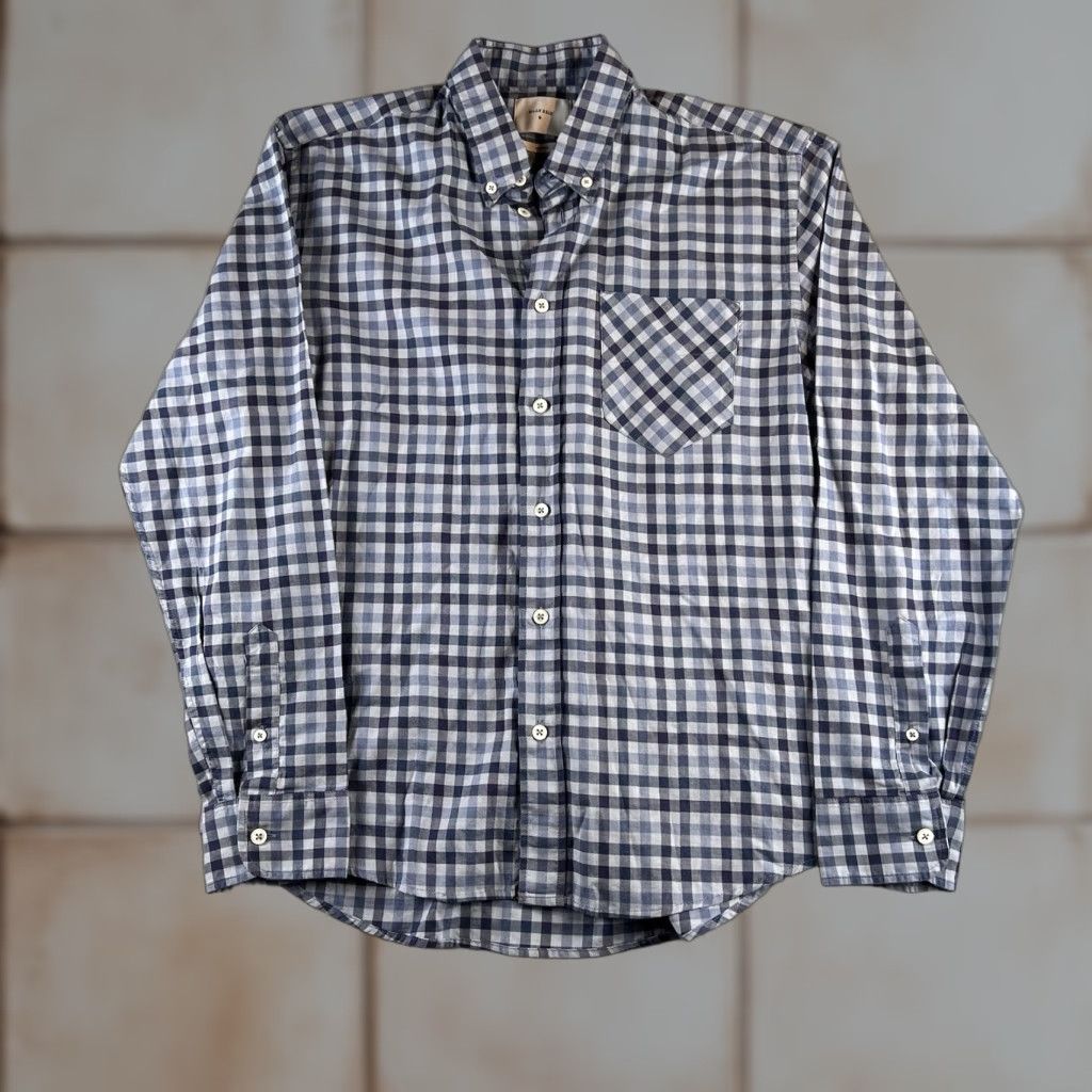 Billy Reid Billy Reid Shirt Mens Medium Blue Gingham Plaid Button Up Standard Cut Preppy Size US M / EU 48-50 / 2 - 1 Thumbnail