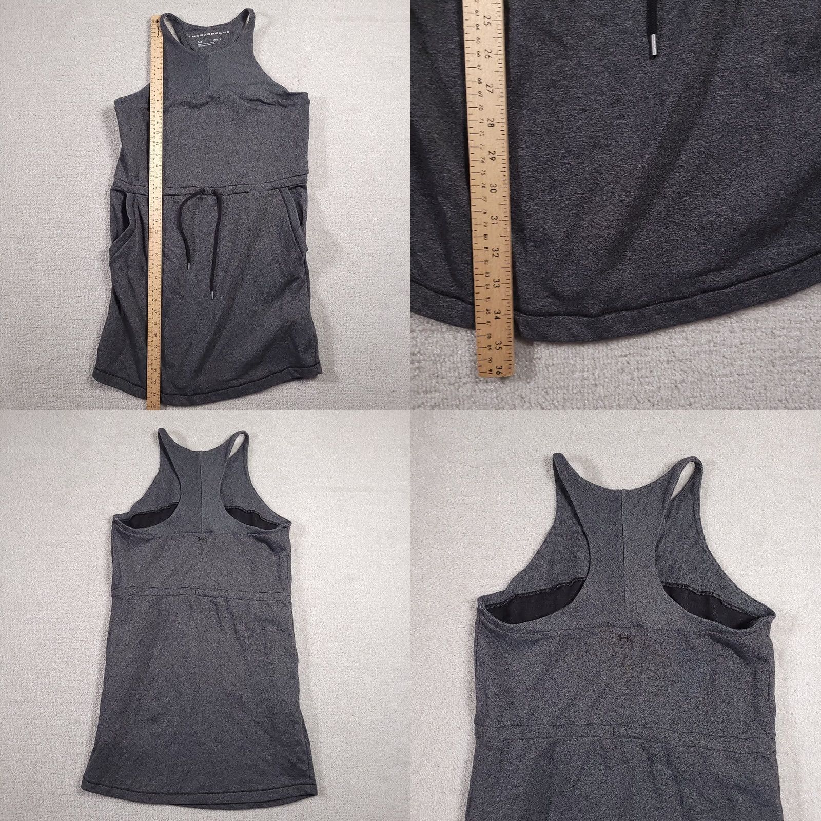 Under Armour Under Armour Threadborne Shoreline Terry Dress Women's Large Gray Pockets Cinch Tank Sleeveless Drawstring Waist Racer Back Size L / US 10 / IT 46 - 9 Thumbnail