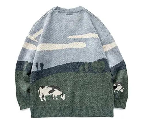 VIBE Vintage Cow Knit Graphic Sweater Size US M / EU 48-50 / 2 - 5 Thumbnail