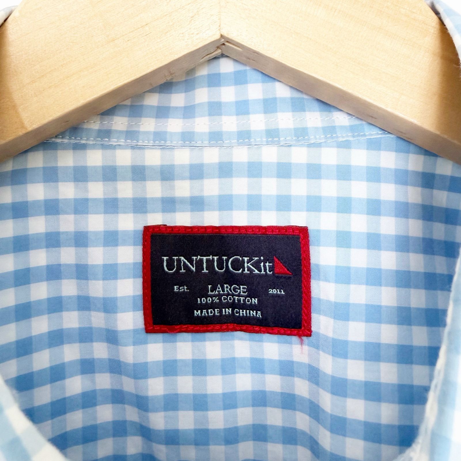 UNTUCKit Untuckit Blue Plaid Cotton Long Sleeve Button Down Sz L Size US L / EU 52-54 / 3 - 3 Thumbnail