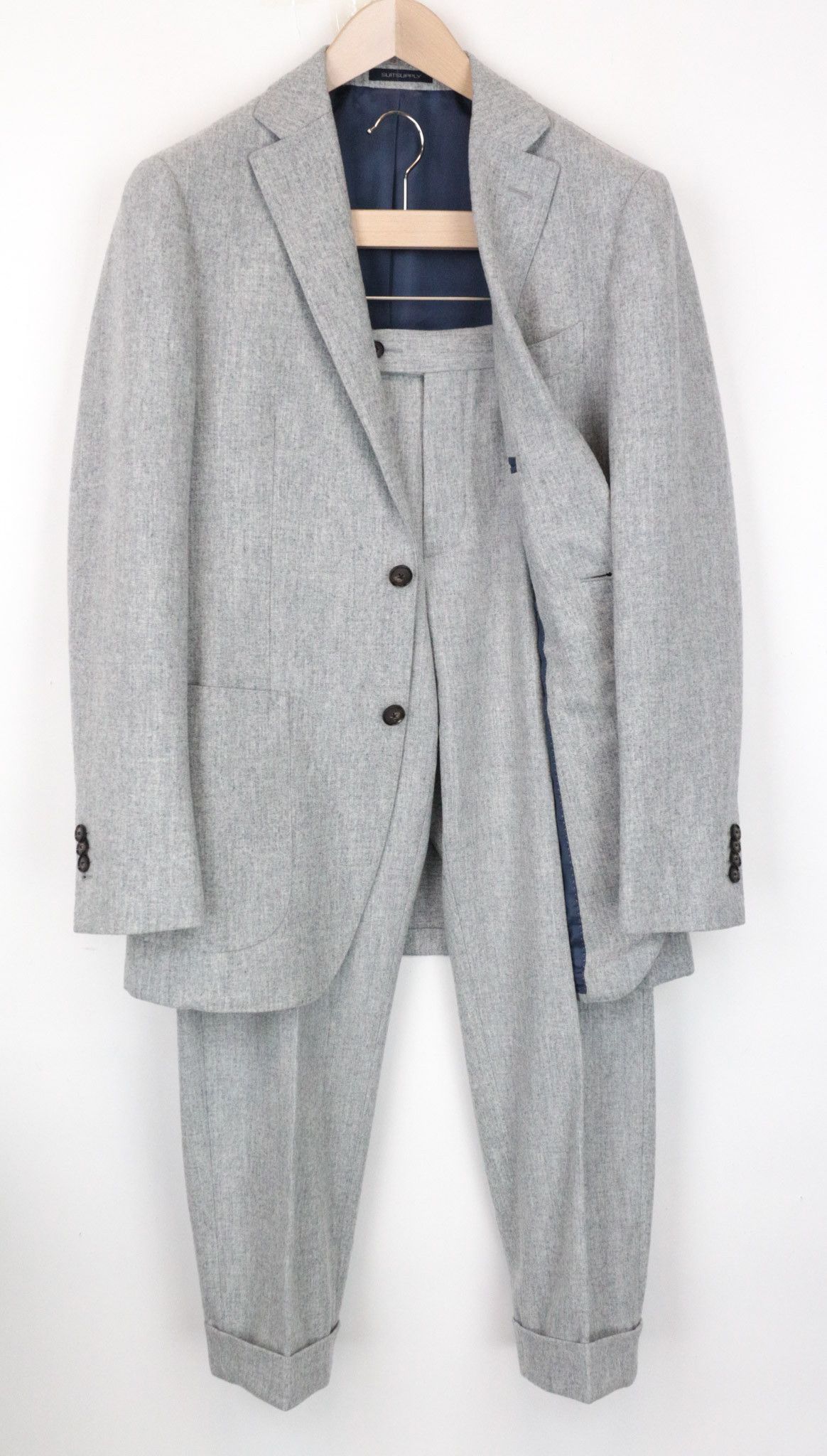 image of Suitsupply Havana Patch Uk36R Grey Slim Wool Suit 68664, Men's
