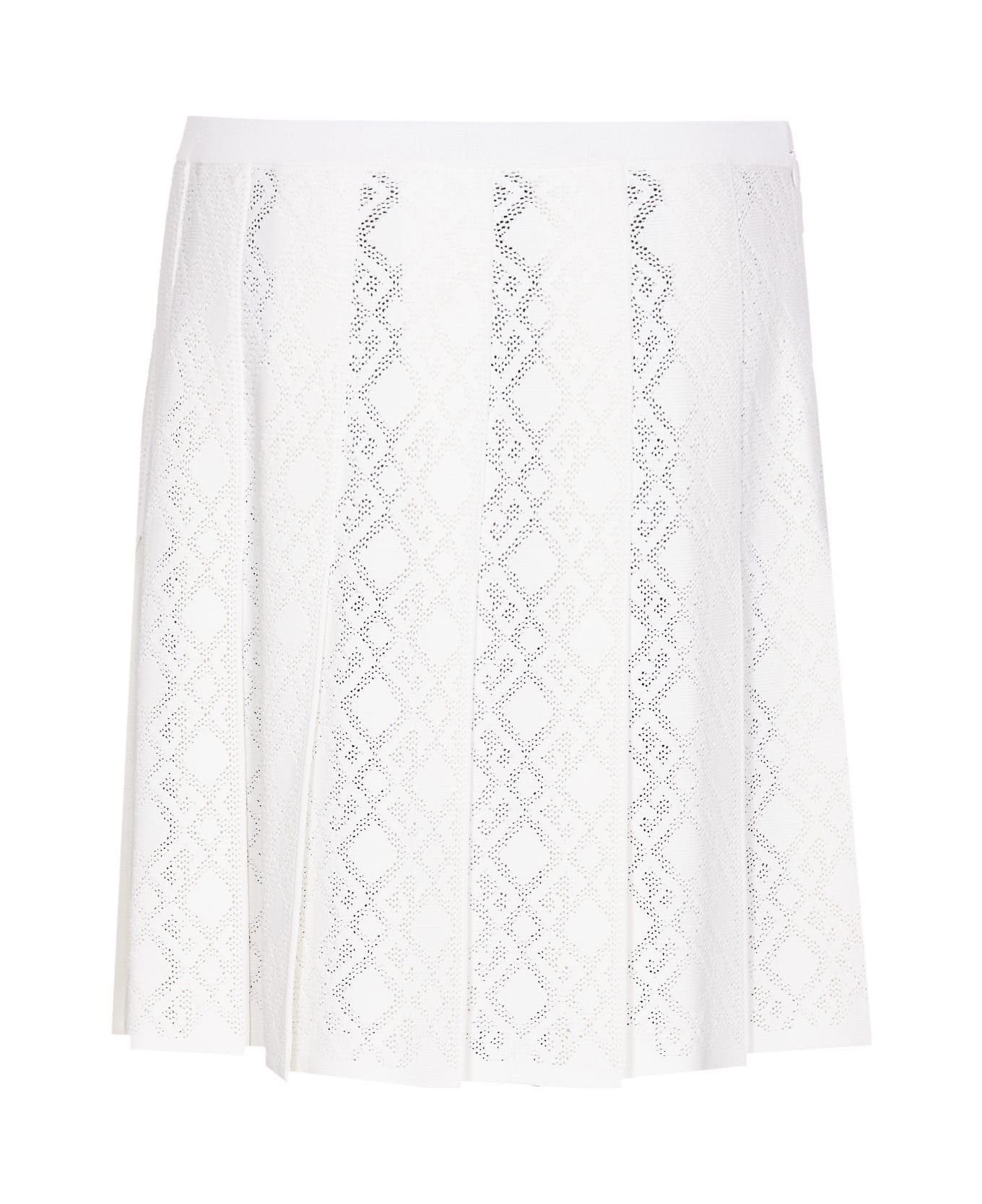 Givenchy o1n1vont0326 Pleated Monogram Skirt in White Size 24" / US 00 / IT 34 - 2 Thumbnail