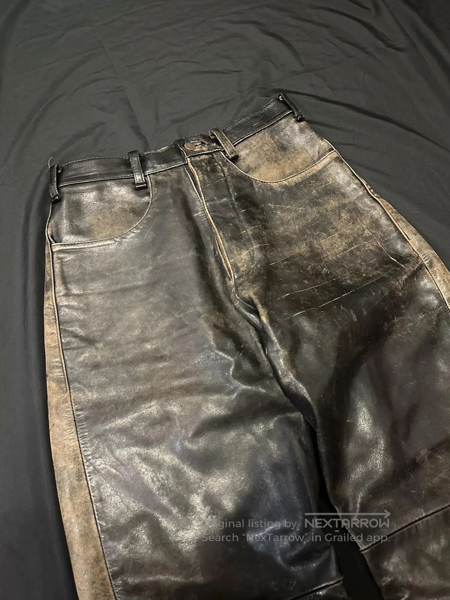 Vintage Vintage Distressed Pure Cowhide Leather Pants. Size US 30 / EU 46 - 4 Thumbnail