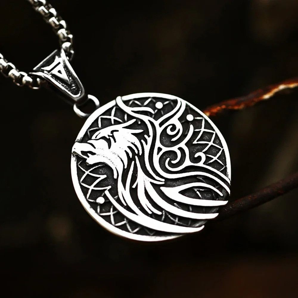 Other Vintage Men Viking Wolf Pendant Necklace Size ONE SIZE - 2 Thumbnail