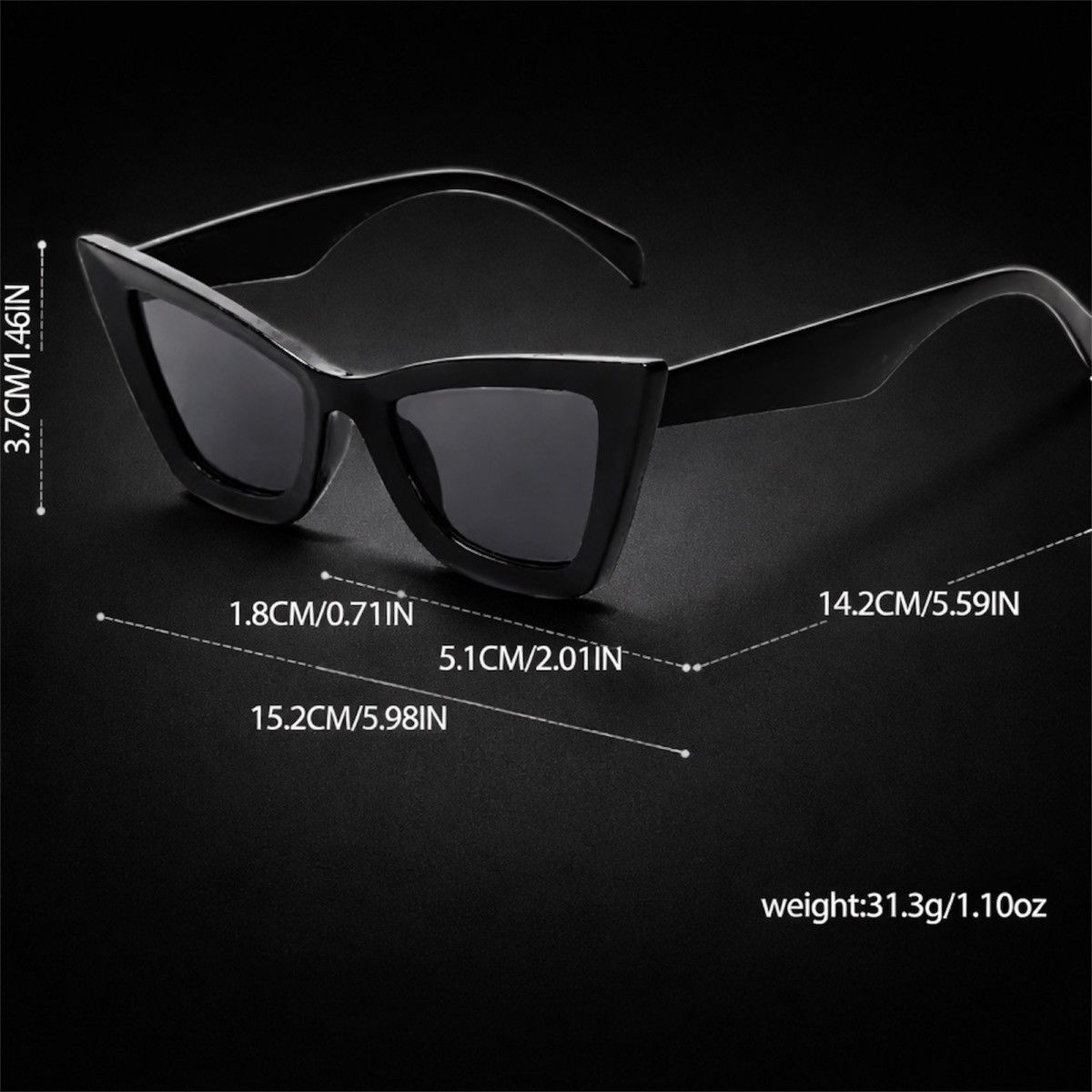 Other Black Cat Eye Sunglasses Women Retro Triangle Frame UV400 Size ONE SIZE - 5 Thumbnail